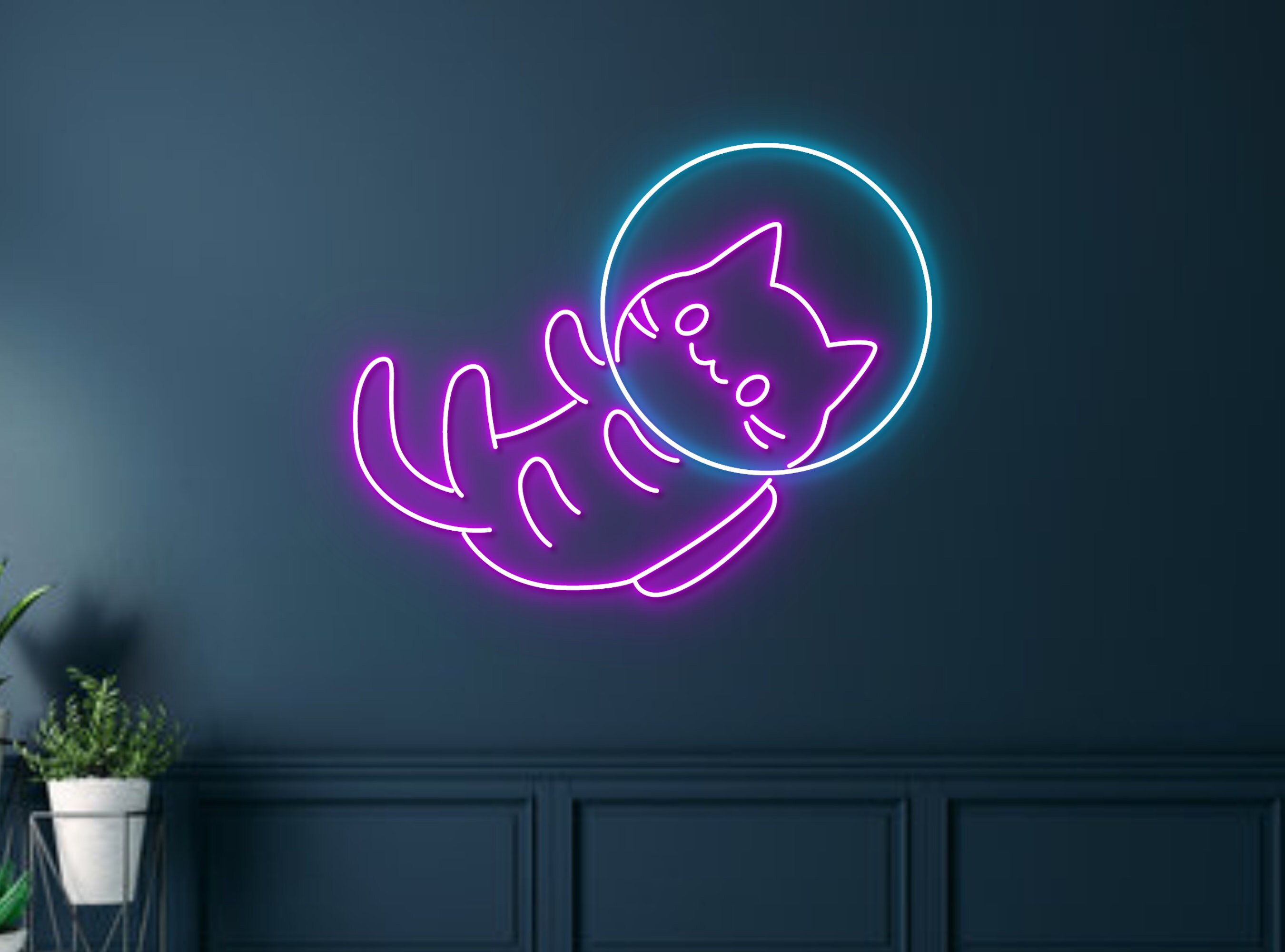 Cute Cat Astronaut Neon Signs Wall Hanging Signage