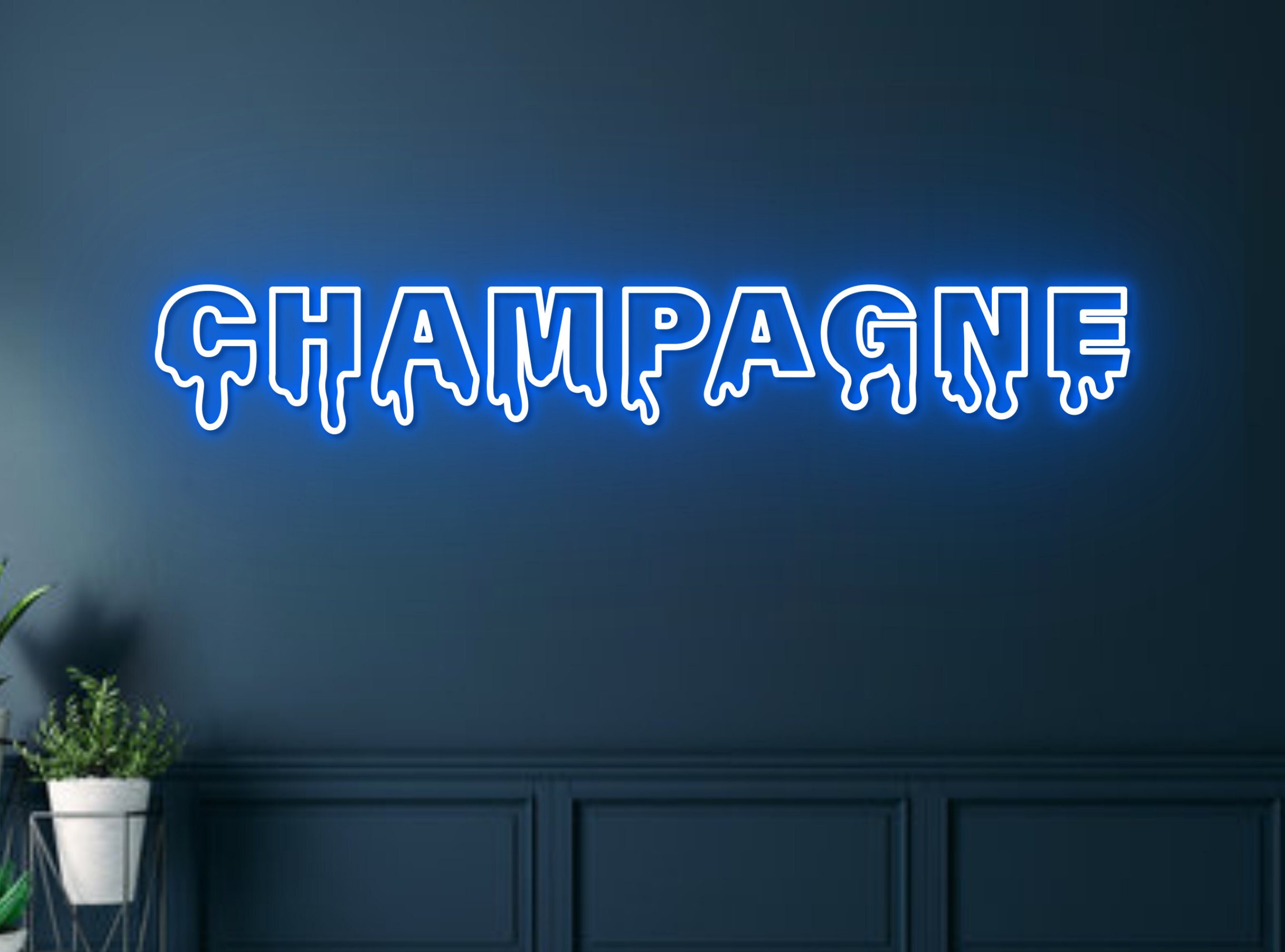 Champagne Dripping Text Effect Neon Sign