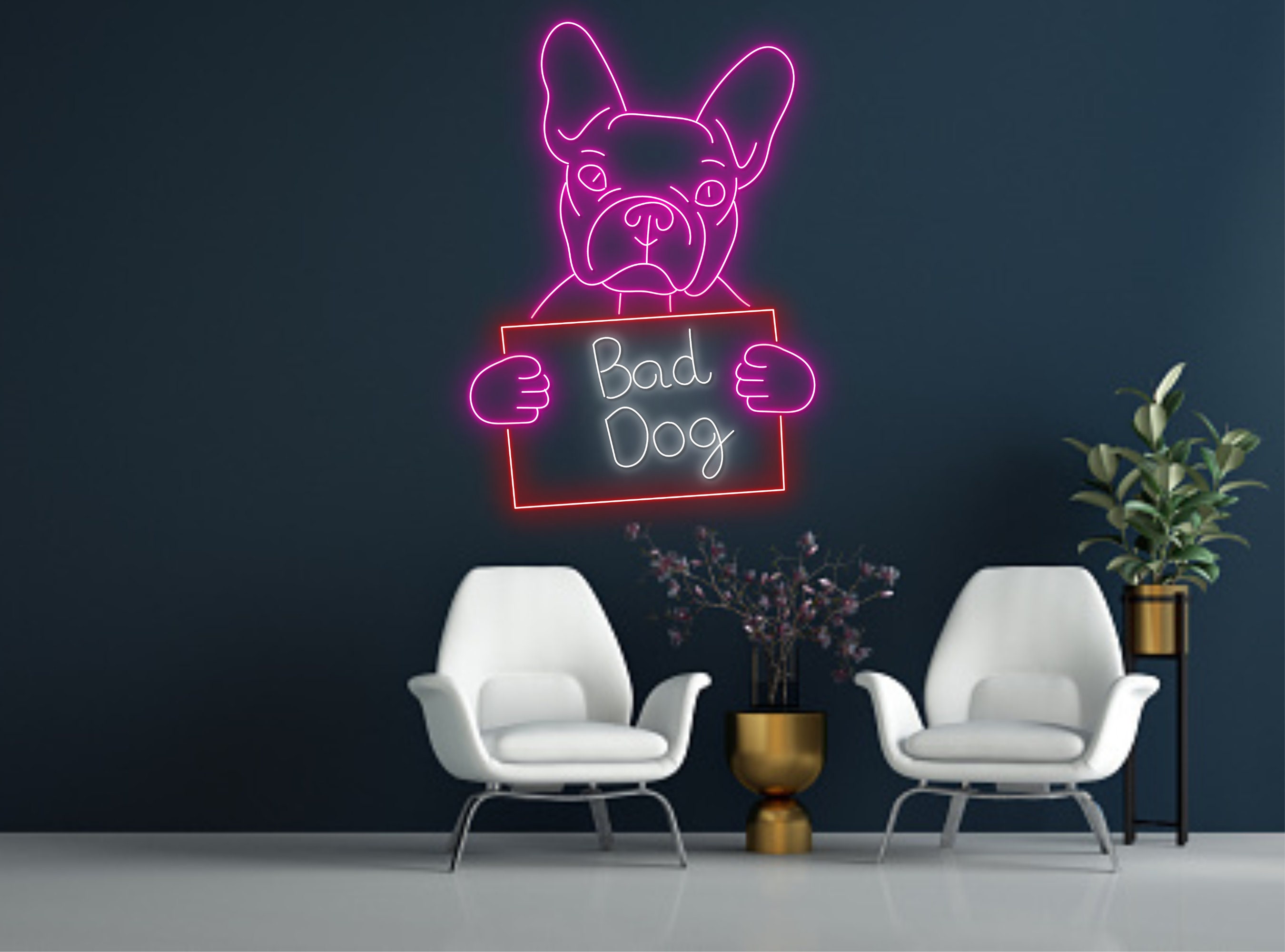 Prison Frenchie Dog Jailed Dog Neon Sign