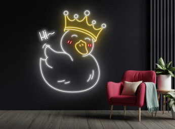 Queen Chibi Duck With Crown Neon Sign