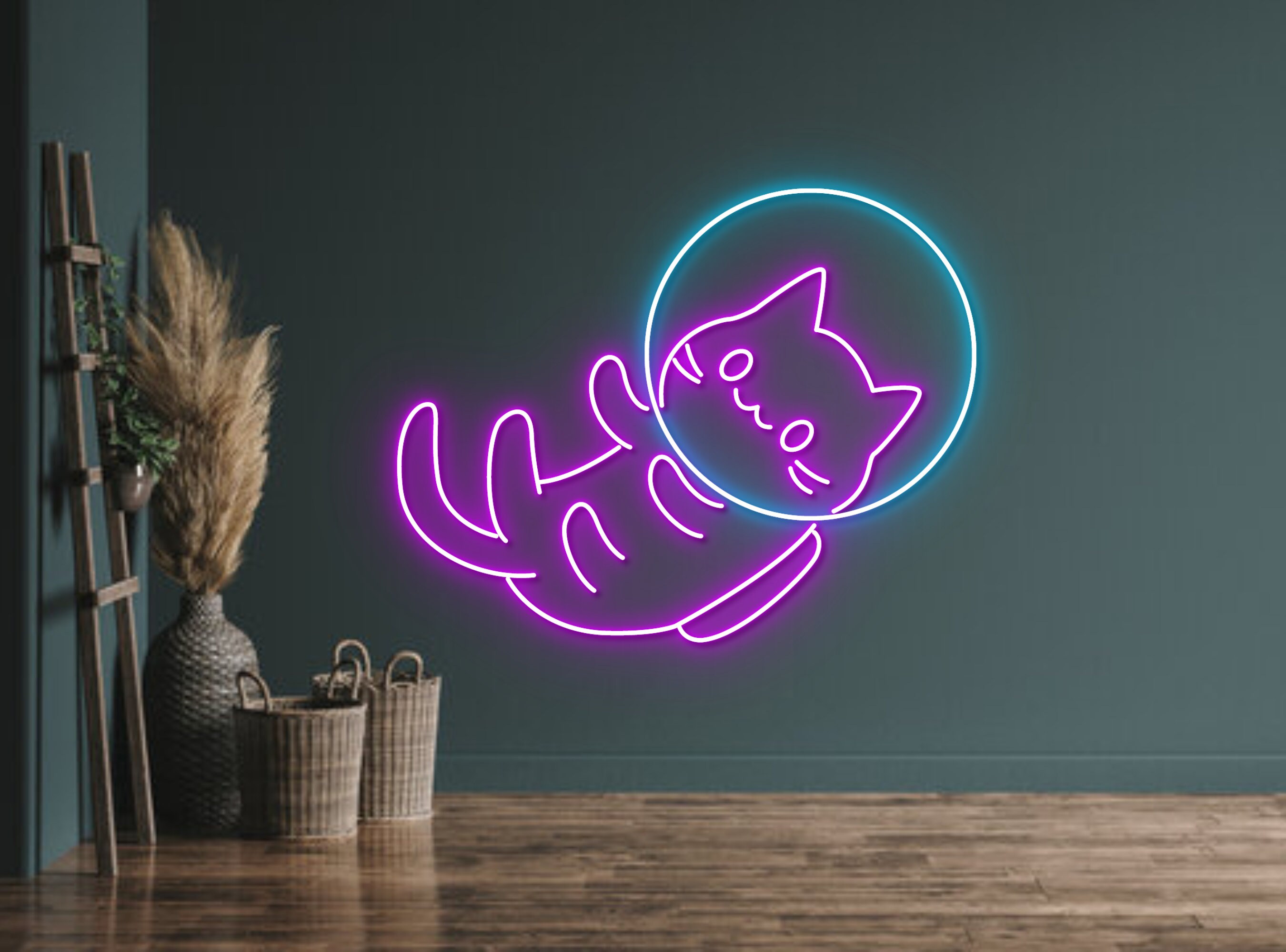 Cute Cat Astronaut Neon Signs Wall Hanging Signage