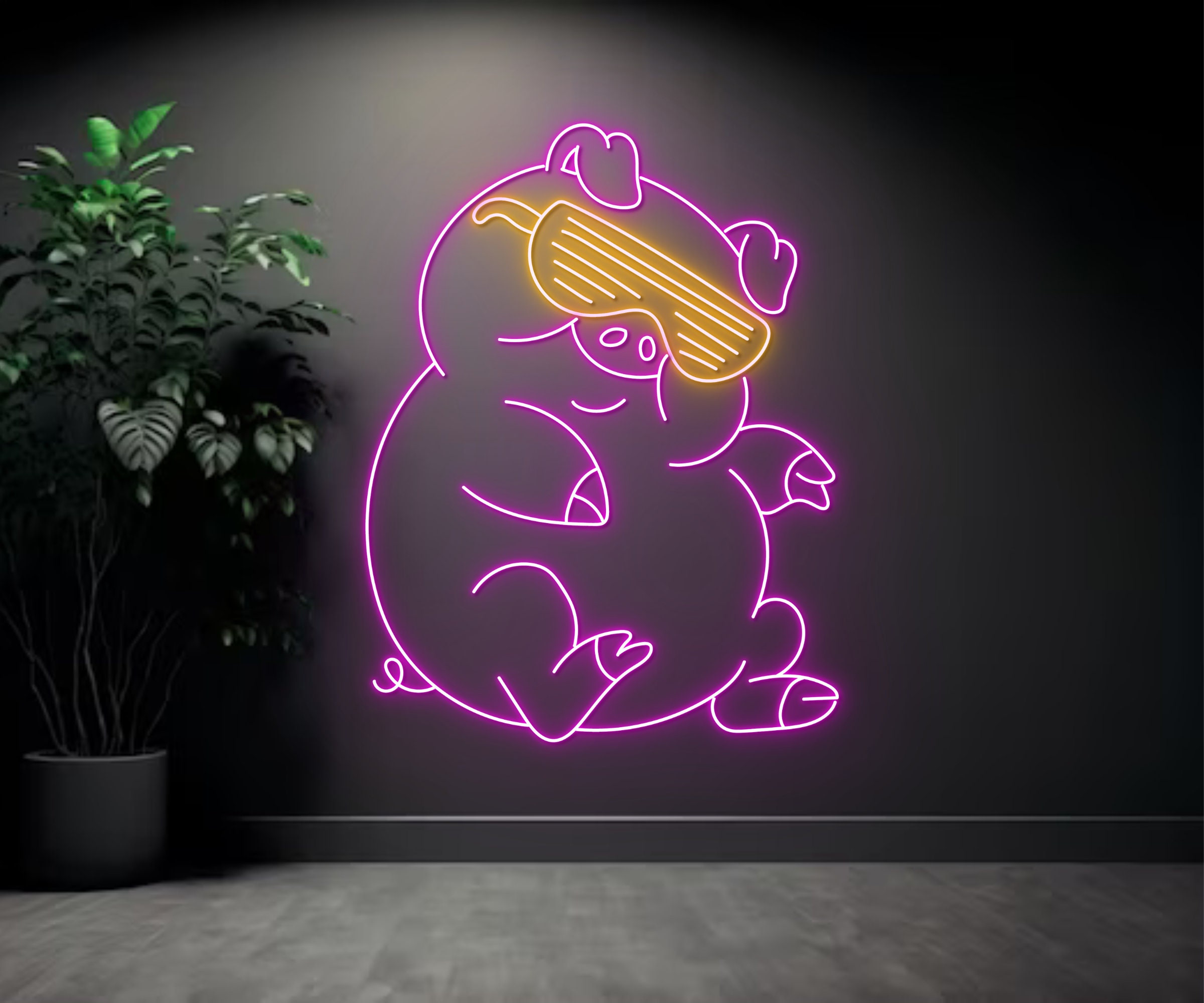 Pig Glasses Neon Sign