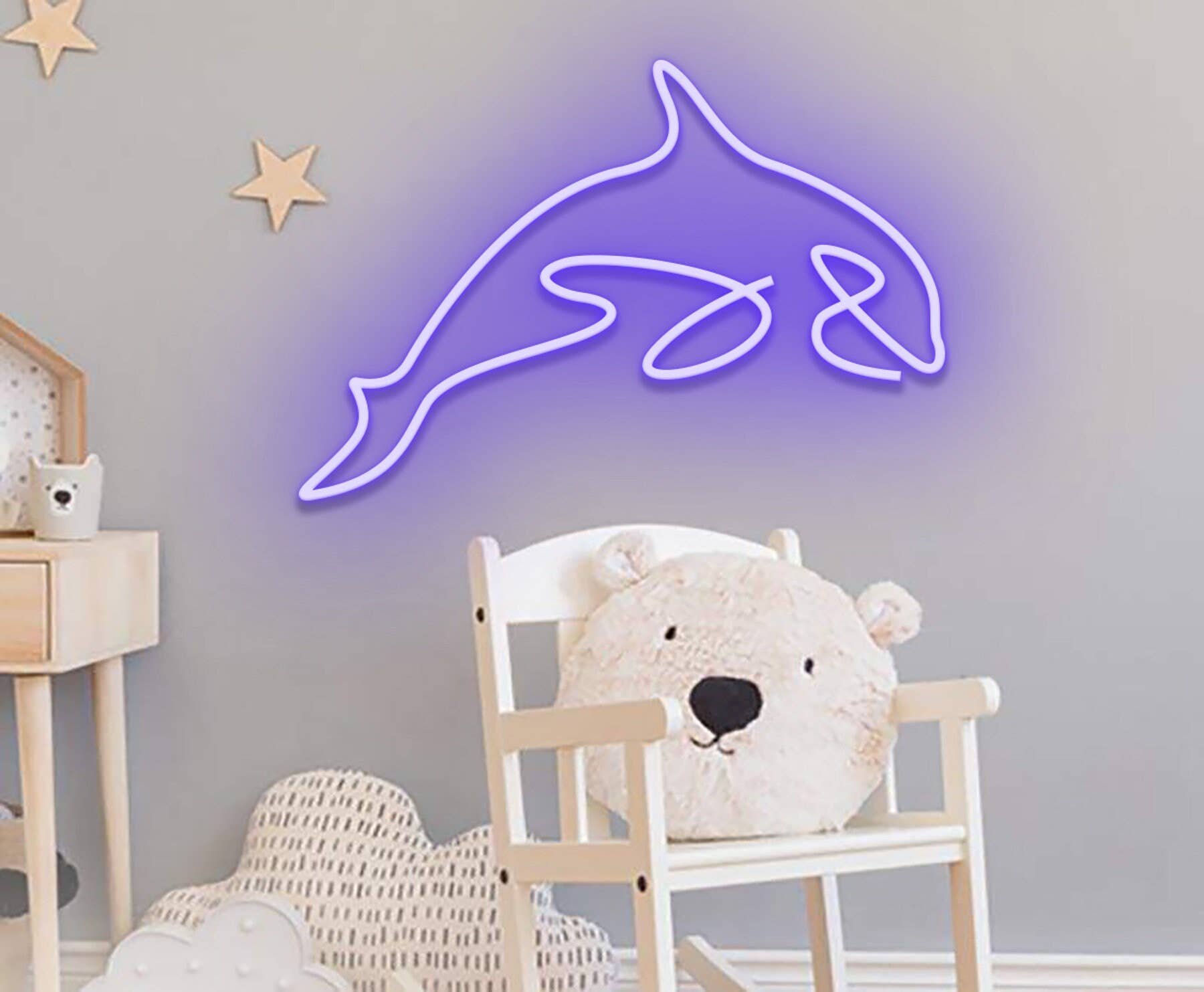 Dolphin Neon Sign Dolphin Led Light Fishing Wall Art