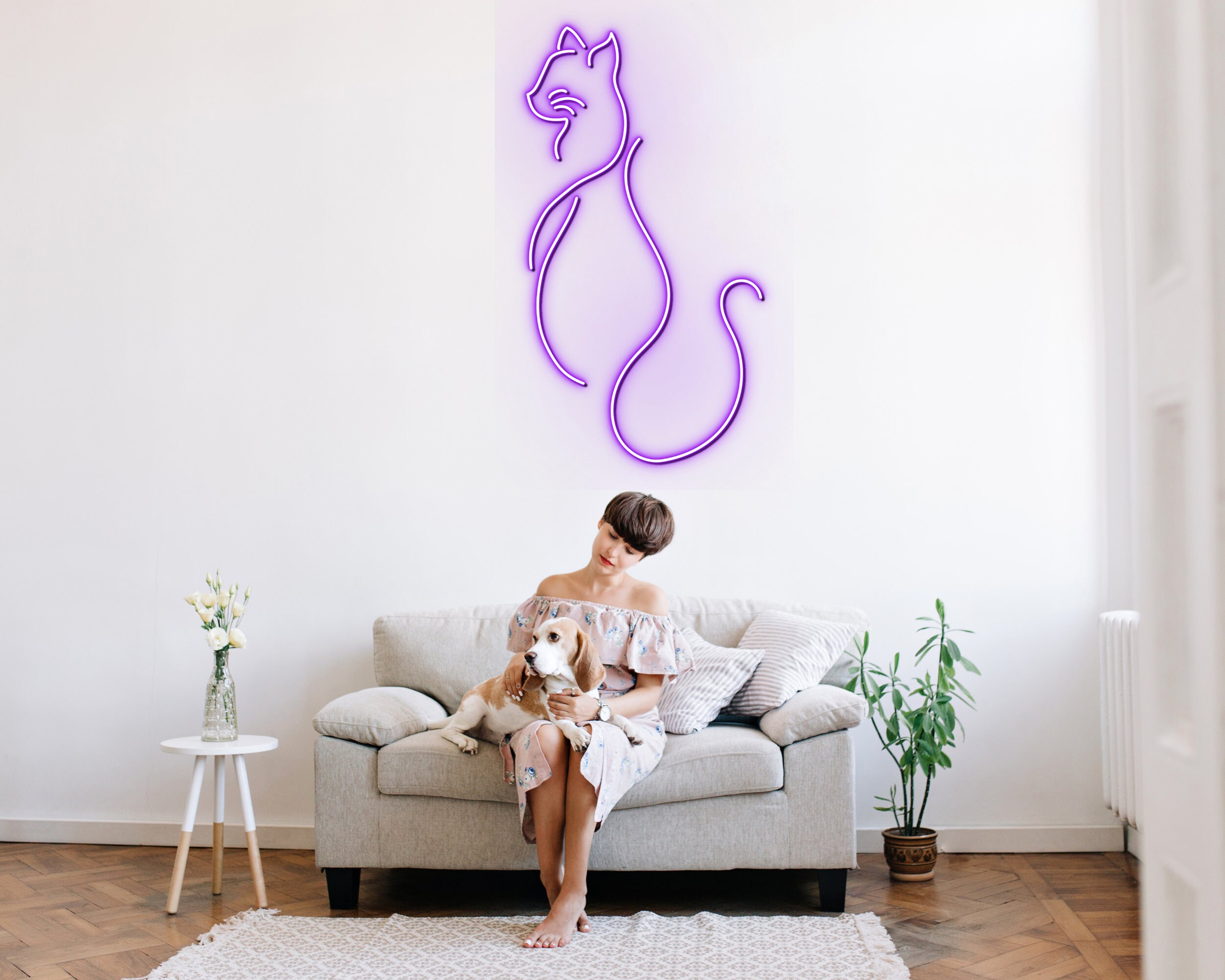 Cat Line Art Neon Sign Wall Art Decor