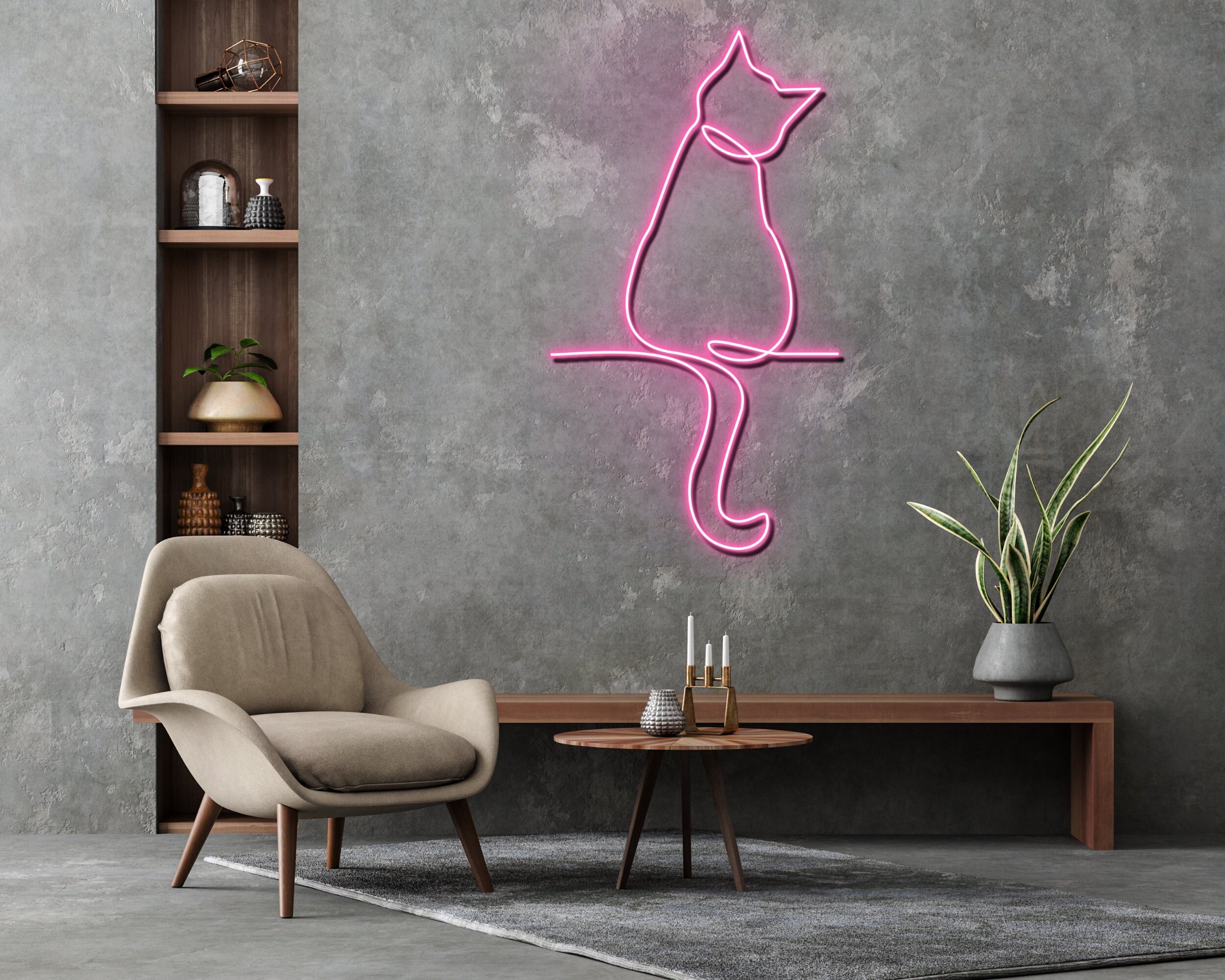 Cat Line Art Neon Sign Decor sign