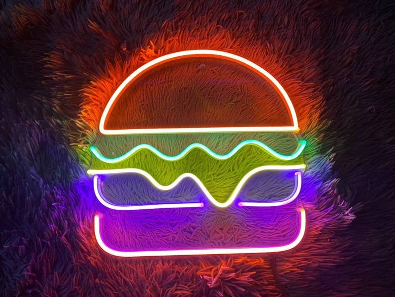 Burger Neon Signs Fast Food Decor for restaurant