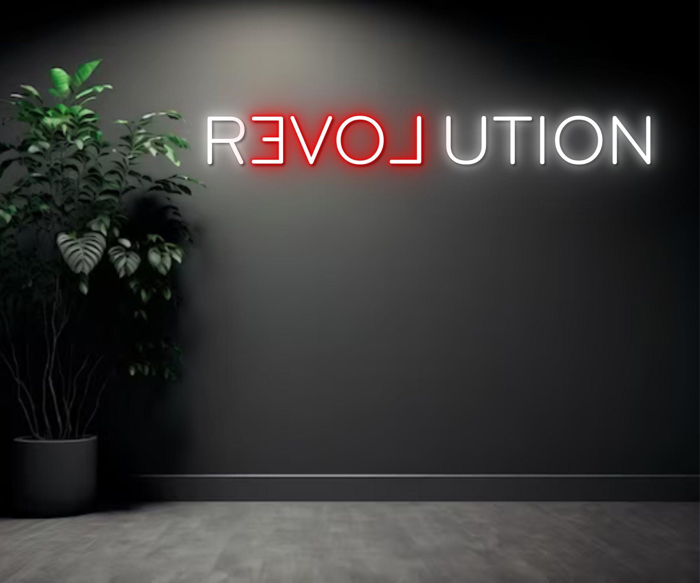Revolution 3D Typography Neon Sign