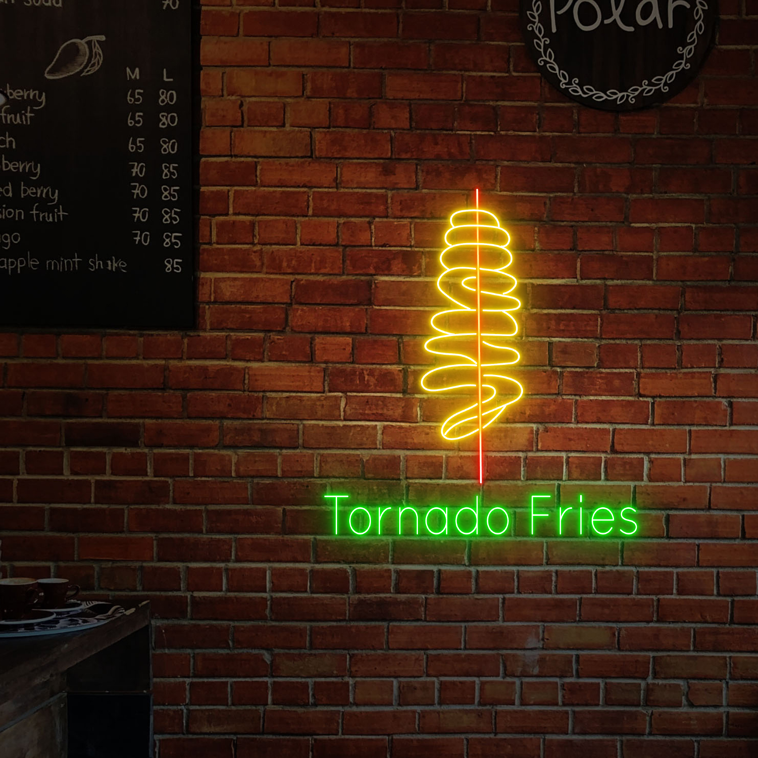 Tornado Fries Neon LED Sign Fast Food Restaurant Wall Decor