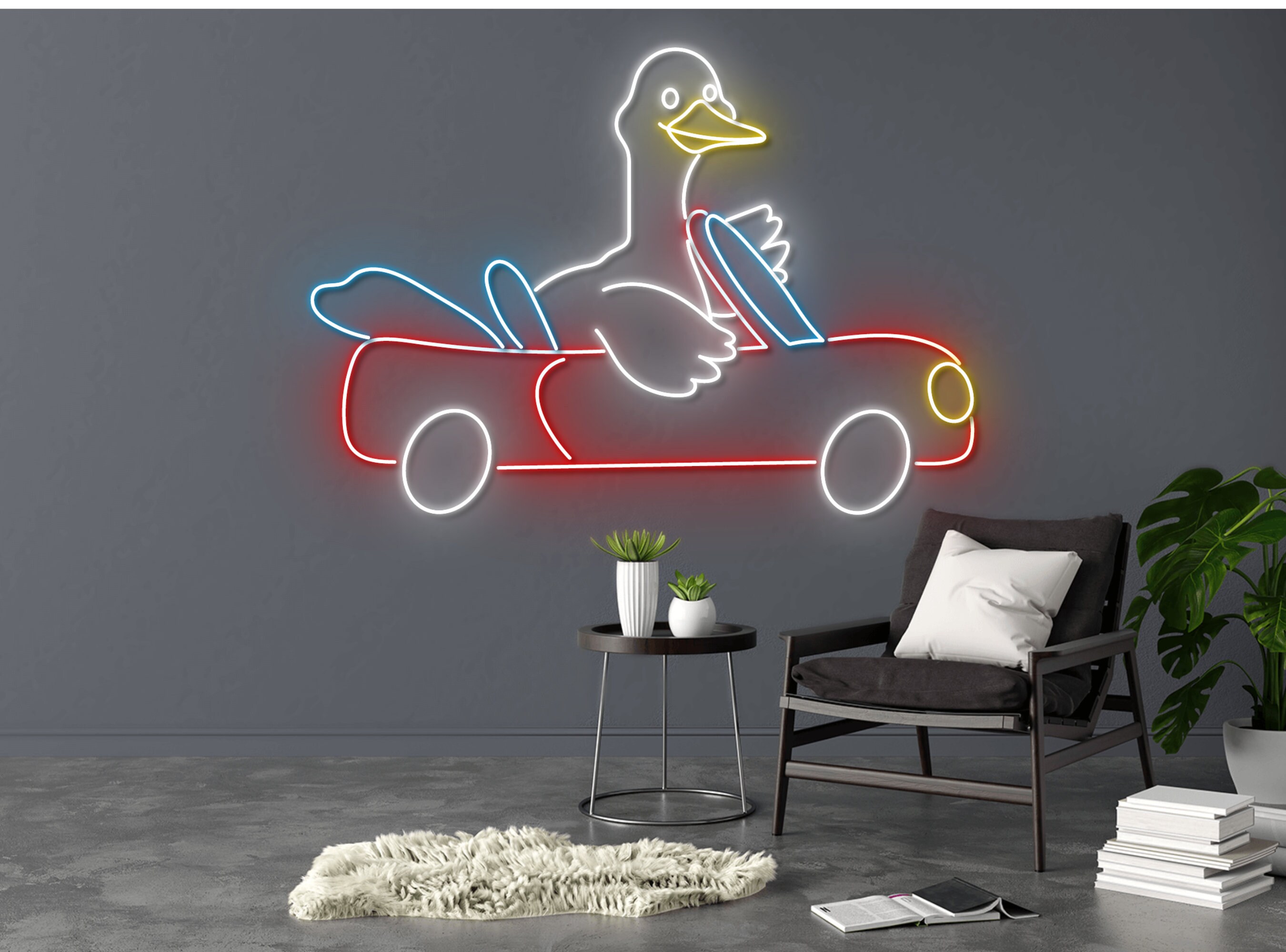 Duck Drive Car Neon Sign