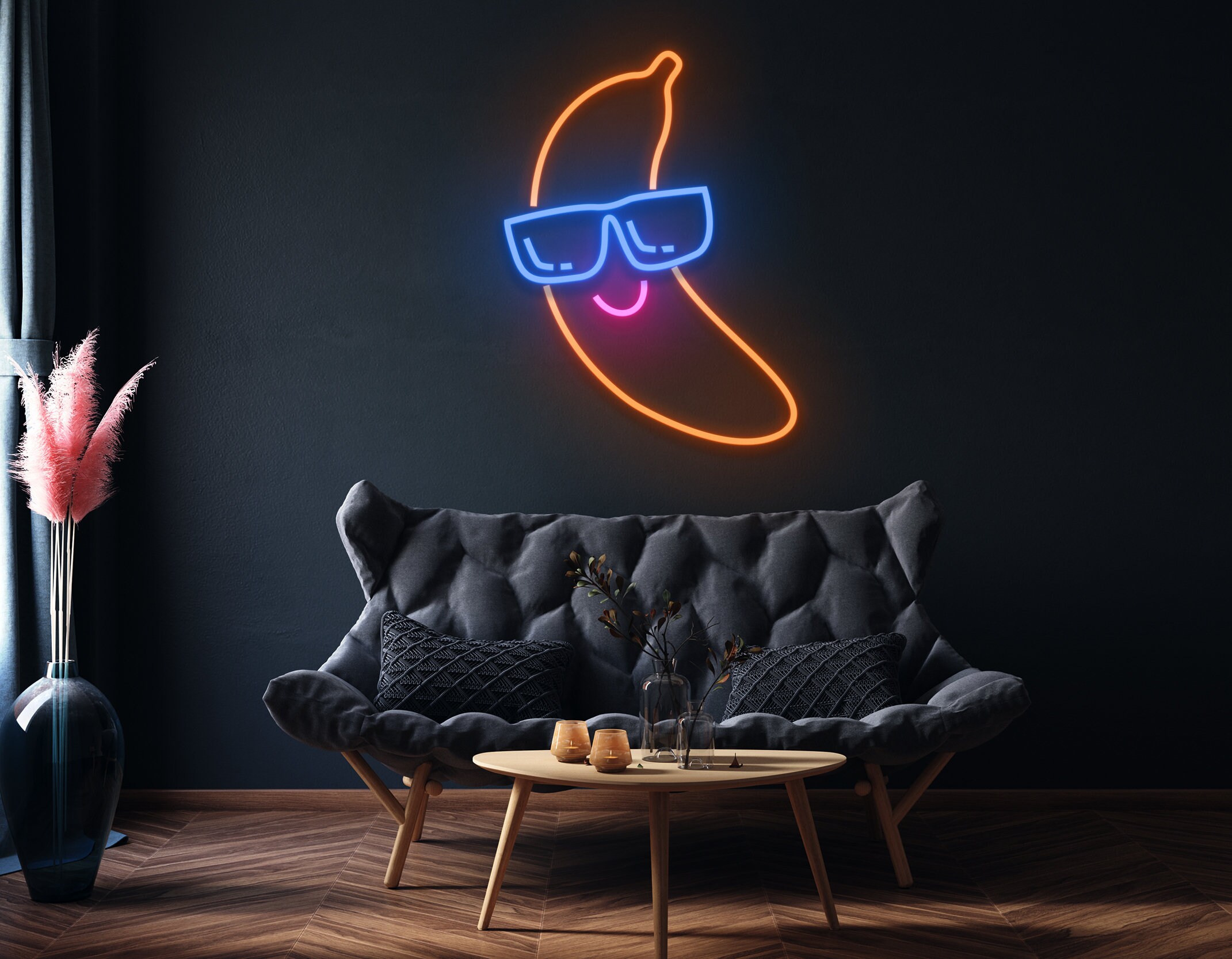Banana With Glasses Neon Sign