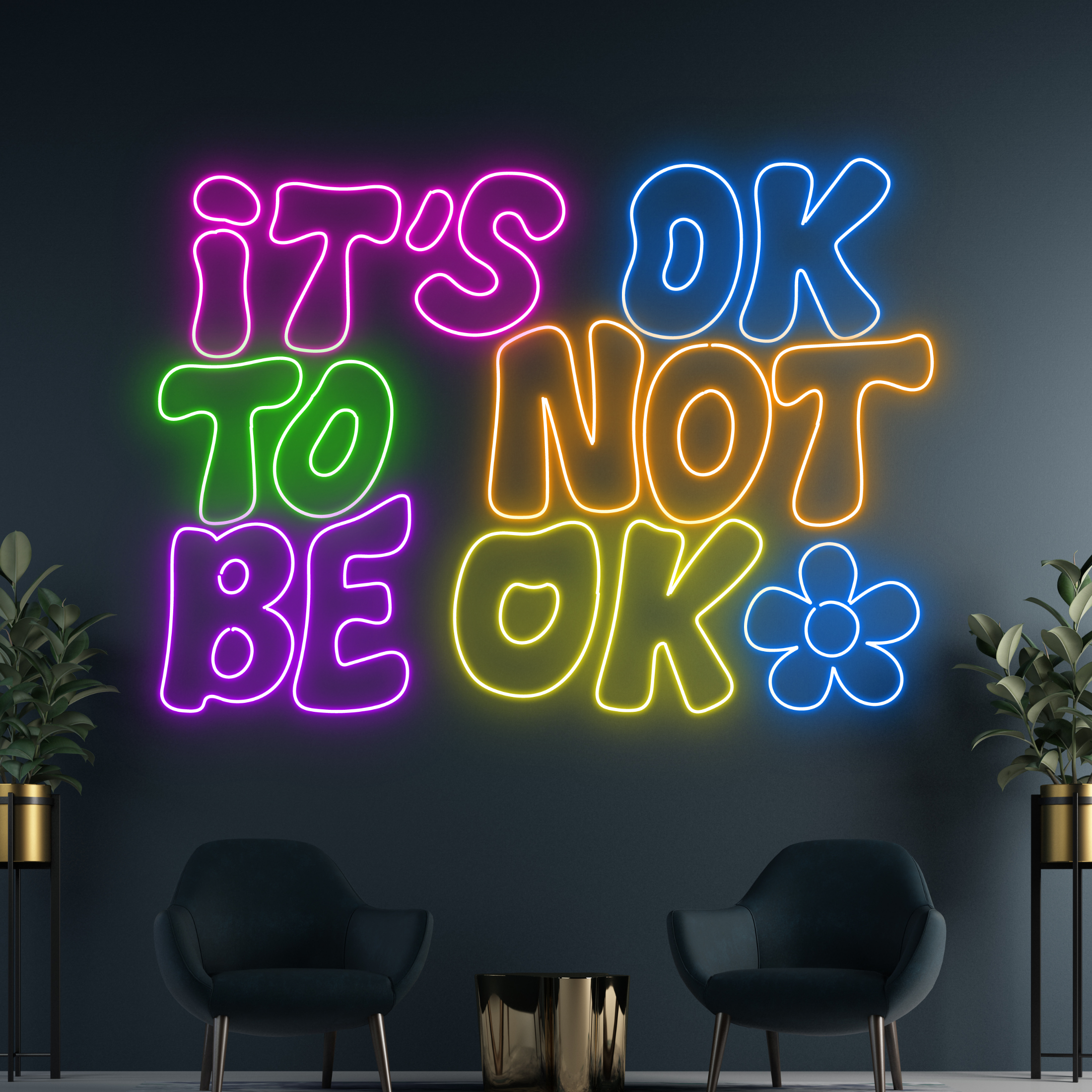 It's Ok To Not Be Ok Neon Sign Long-lasting Lights Decor