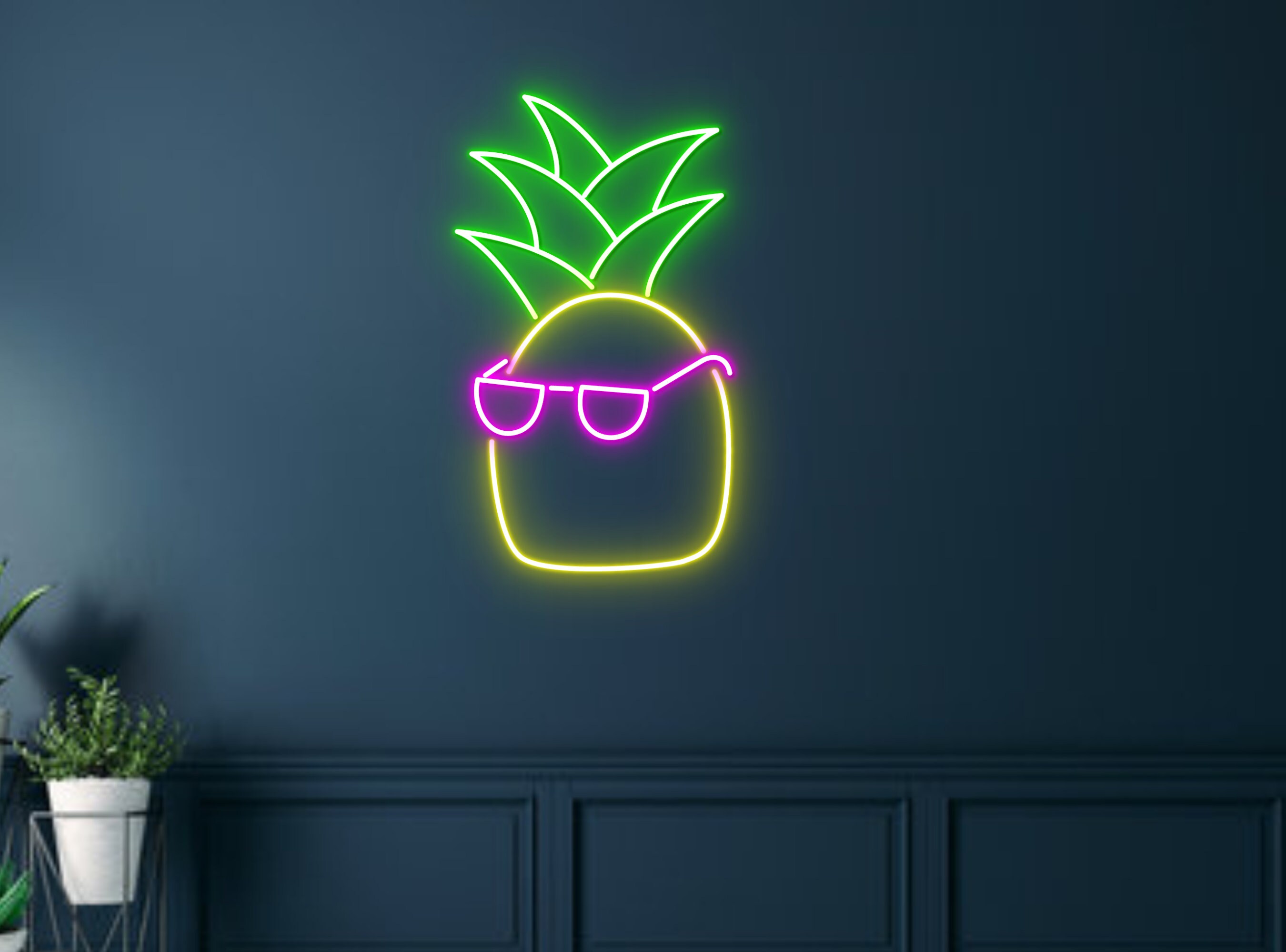 Pineapple with Glasses Neon Sign