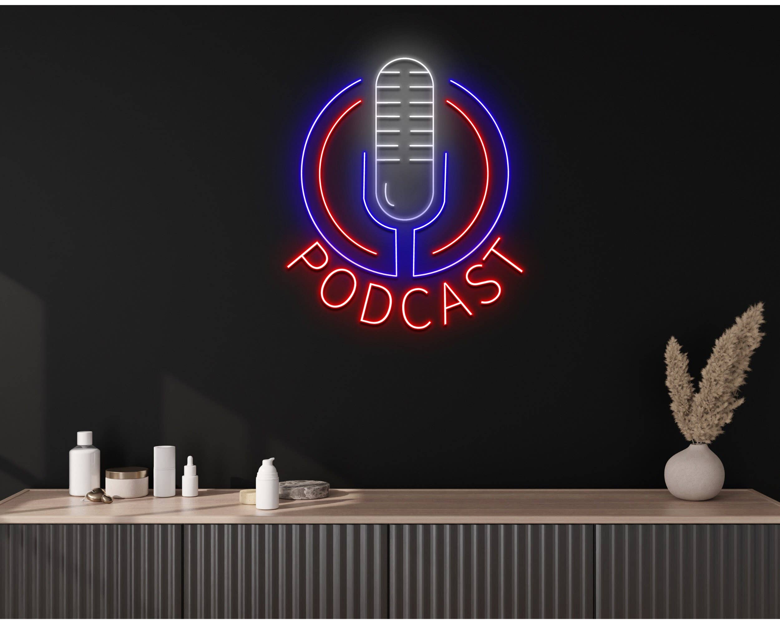 Podcast Multi Color Neon Sign Studio Decor