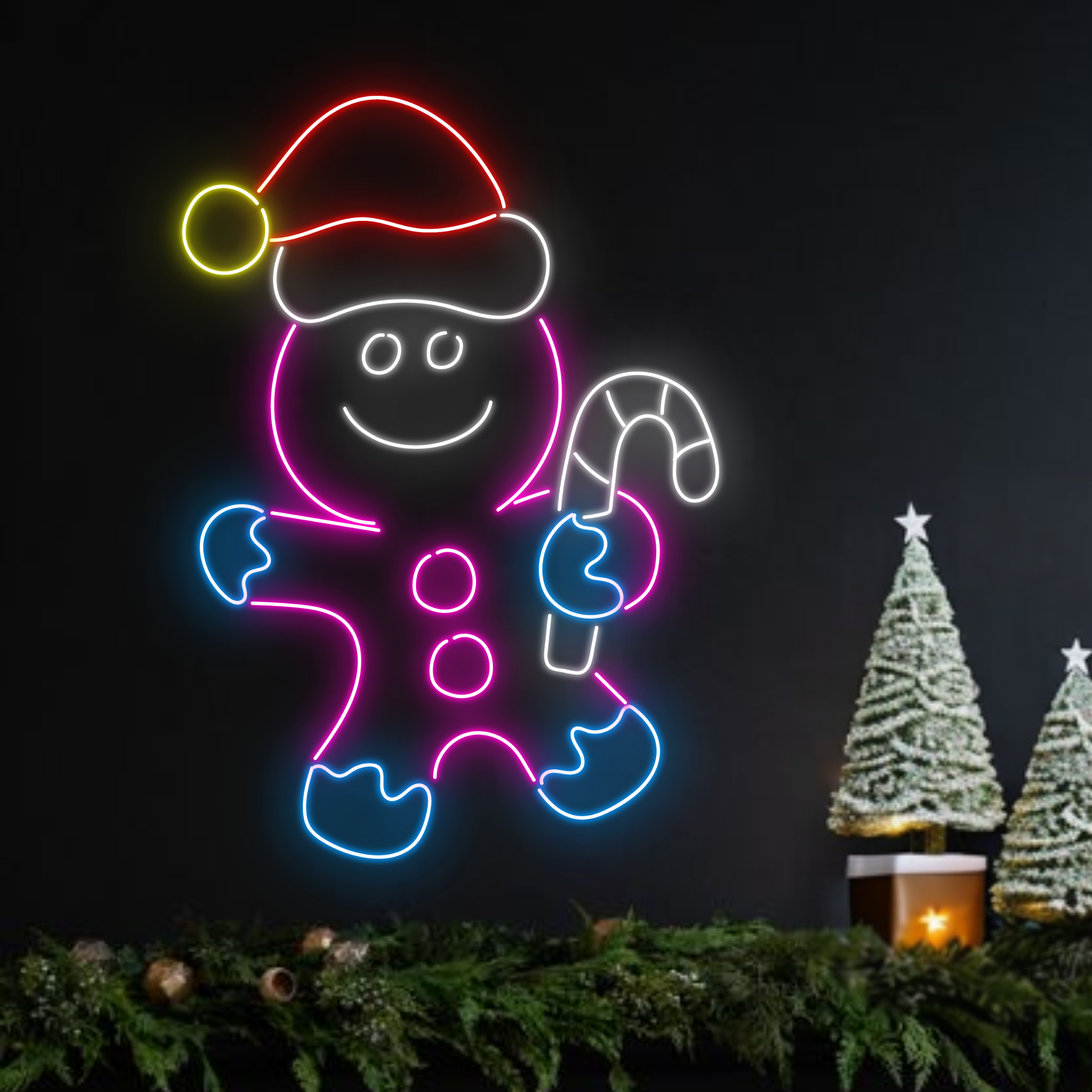 Gingerbread Man Neon Sign Christmas Long-Lasting Light Decor
