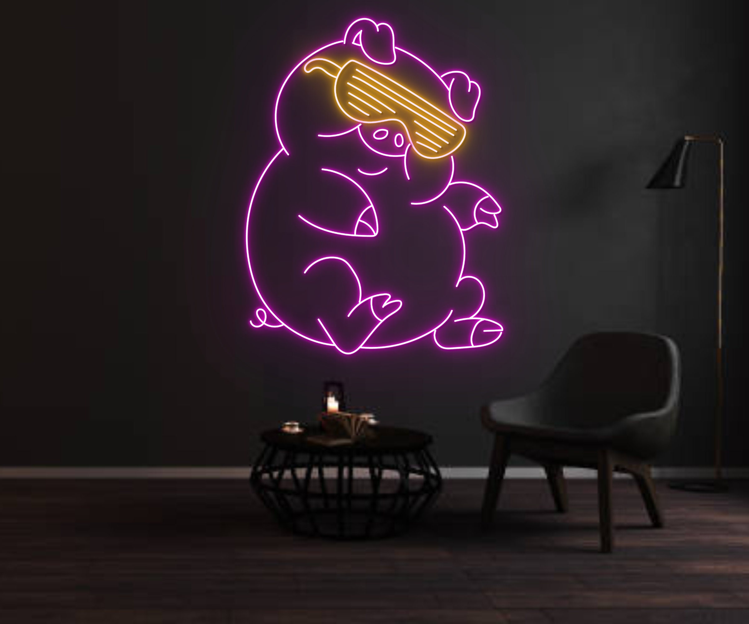 Pig Glasses Neon Sign