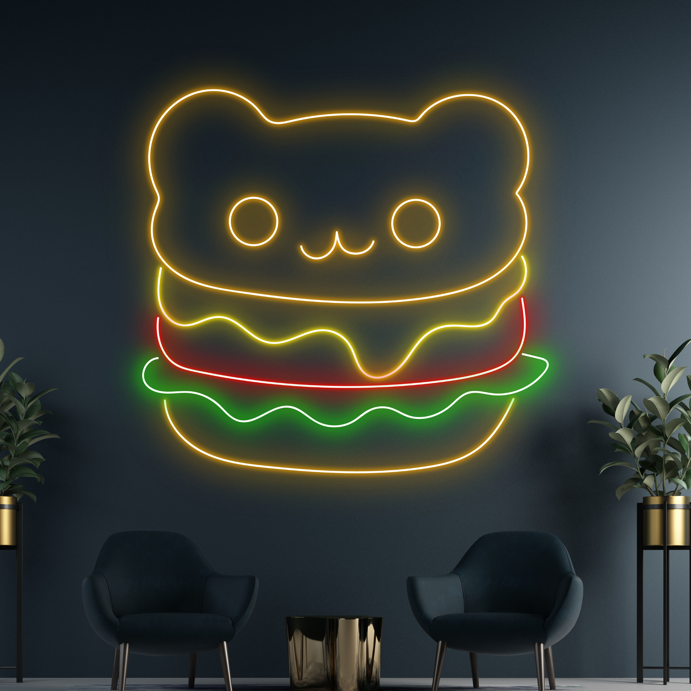 Burger Bear Neon Signs Fast Food Burger Restaurant Decor