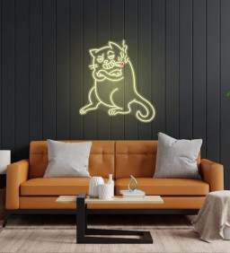 Smoking Cat Neon Signs Cool Animal Art Wall Decor