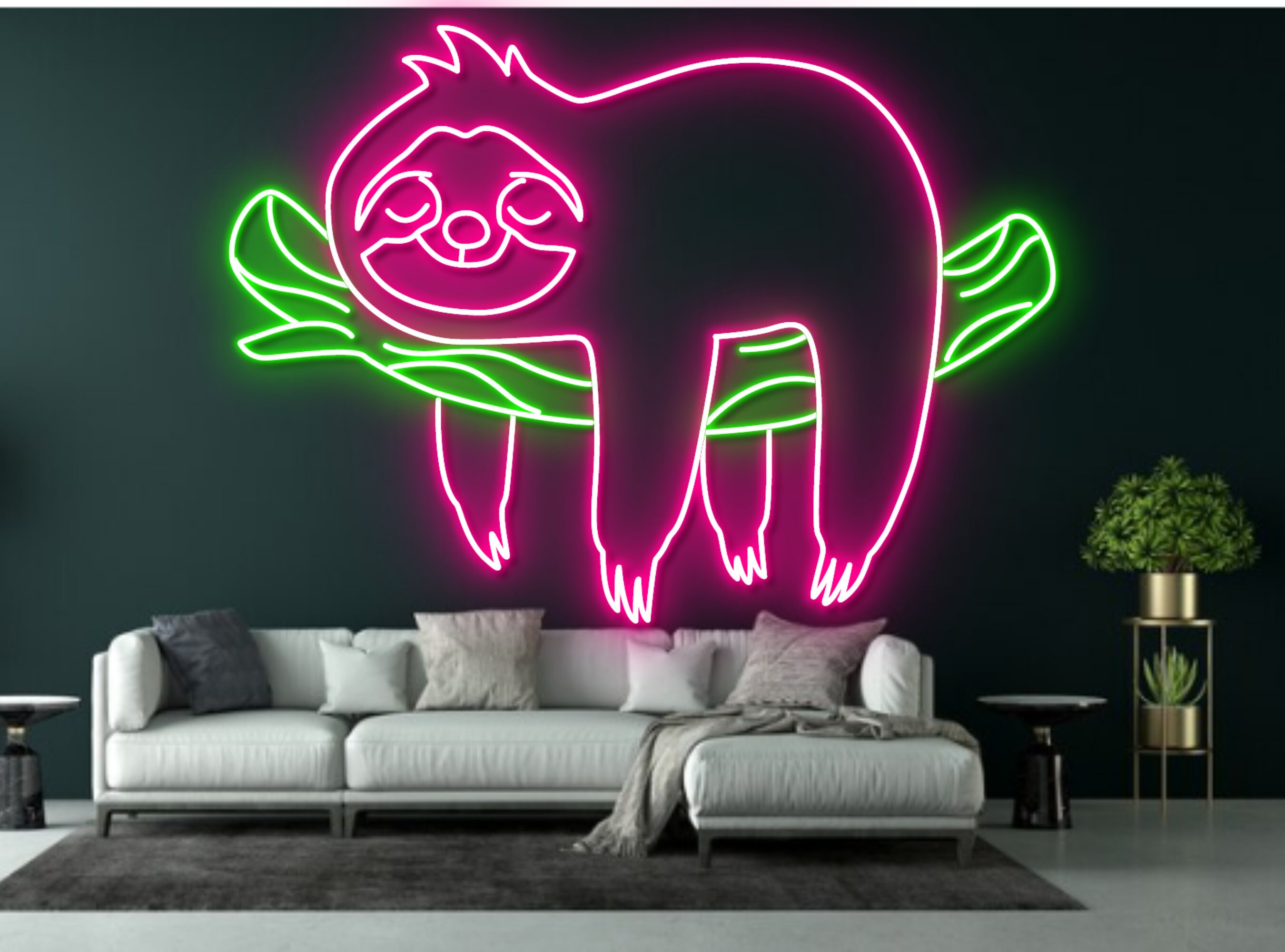 Sloth Lying On Tree Neon Sign Pet Lover Gifts