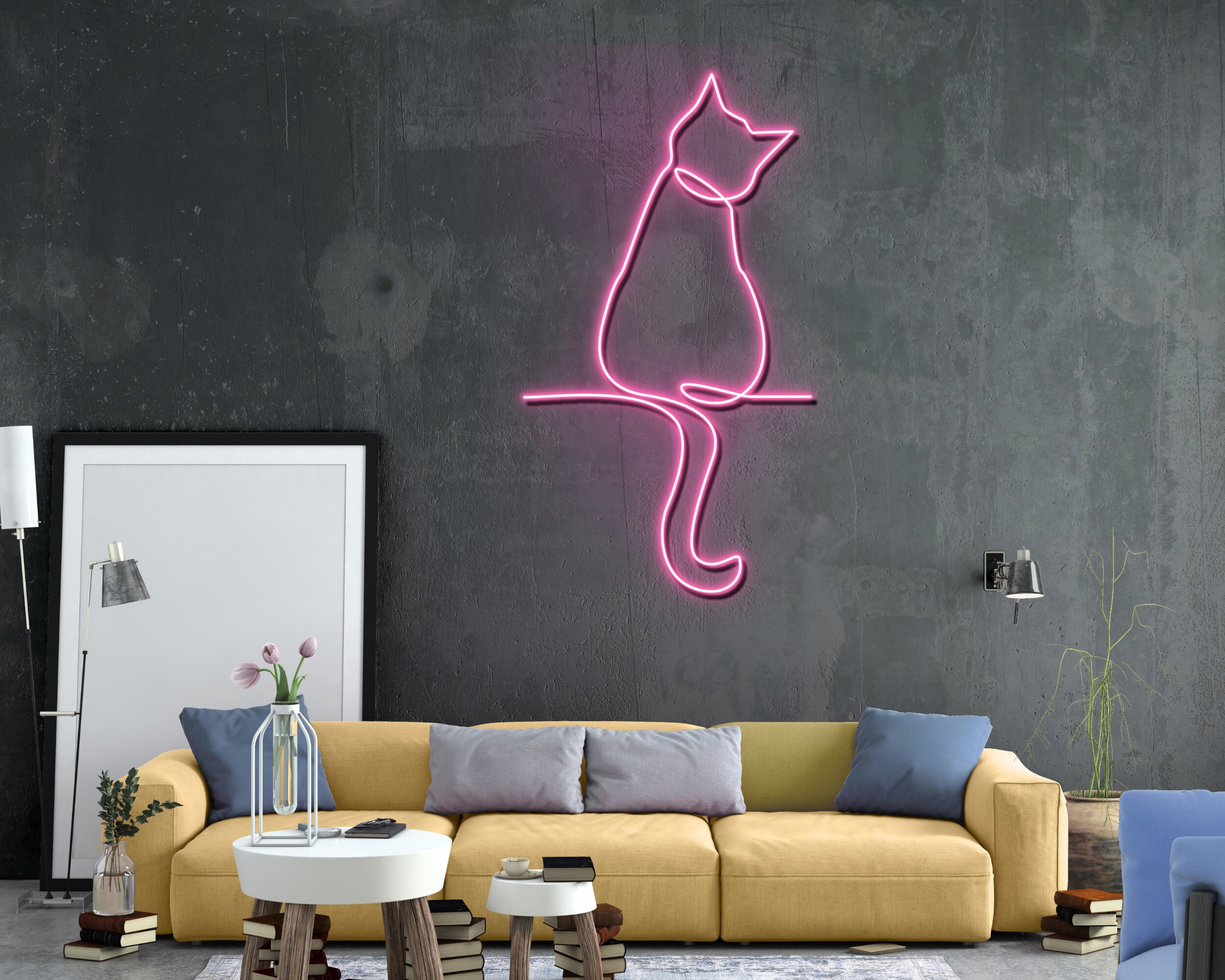 Cat Line Art Neon Sign Decor sign