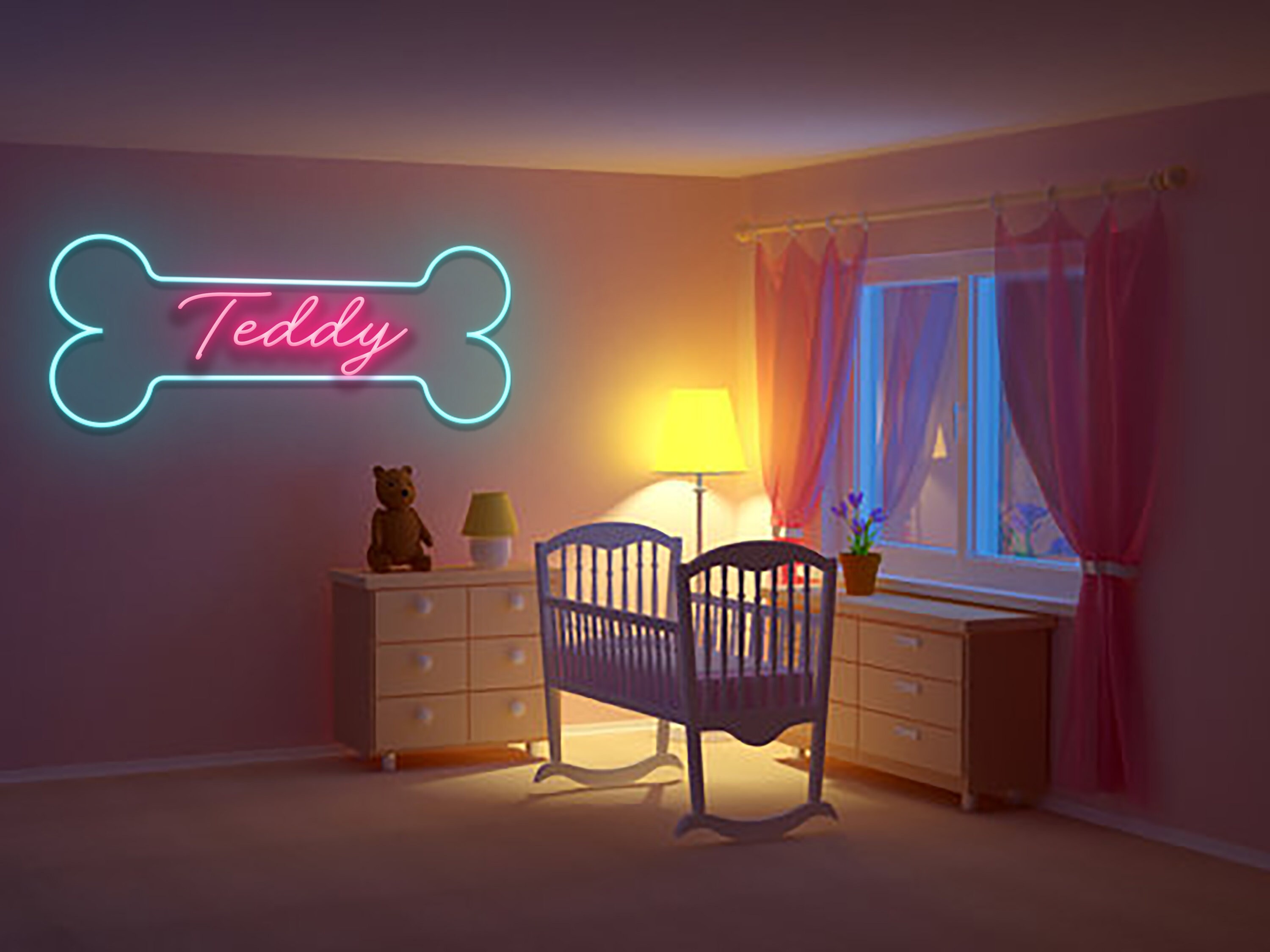 Custom Dog Bone Name Neon Sign