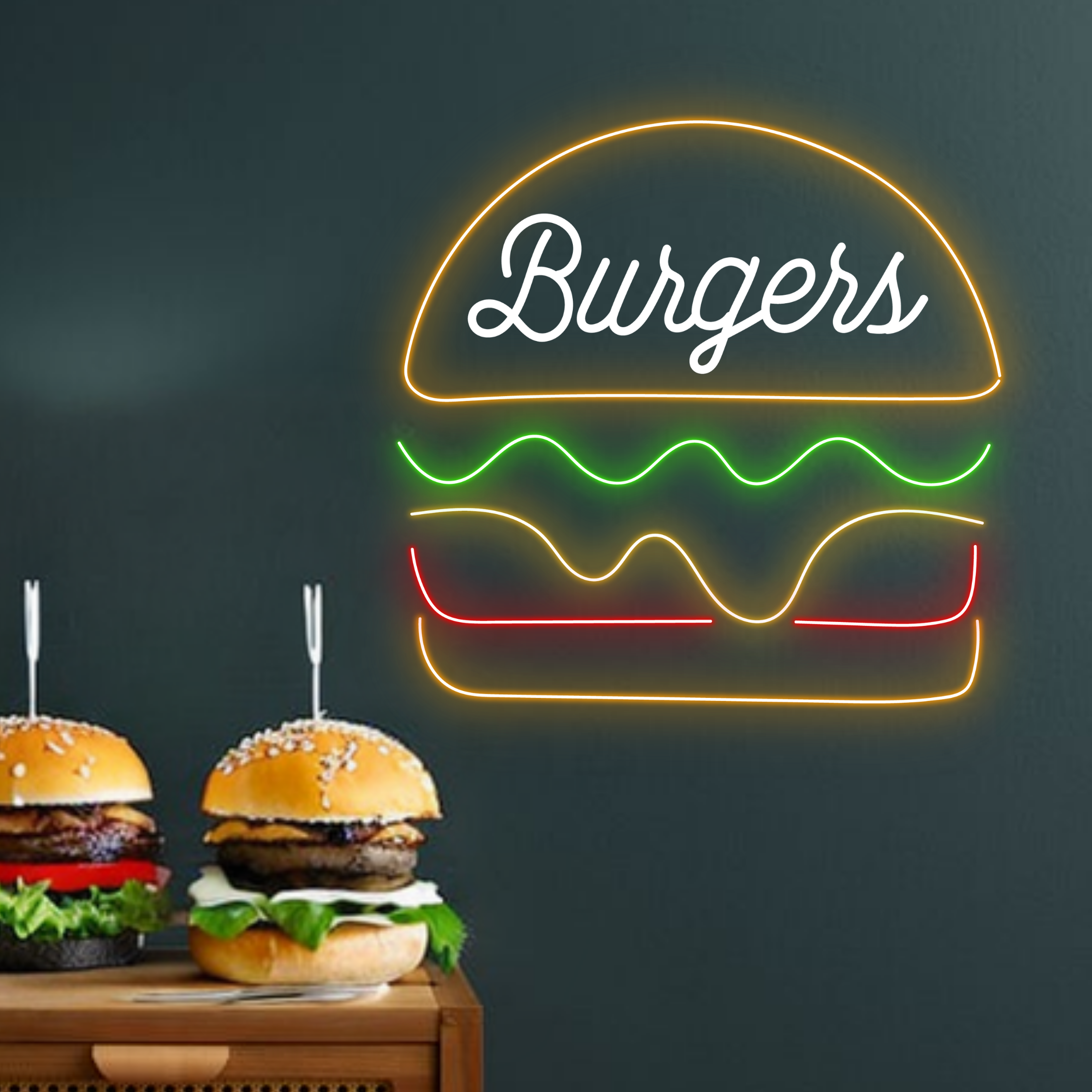 Burgers Neon Signs Fast Food Signboard