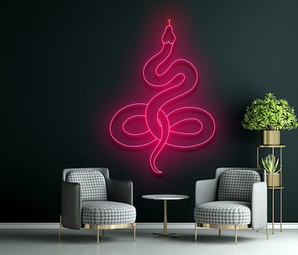 Snake Line Art Neon Sign Wall Decor