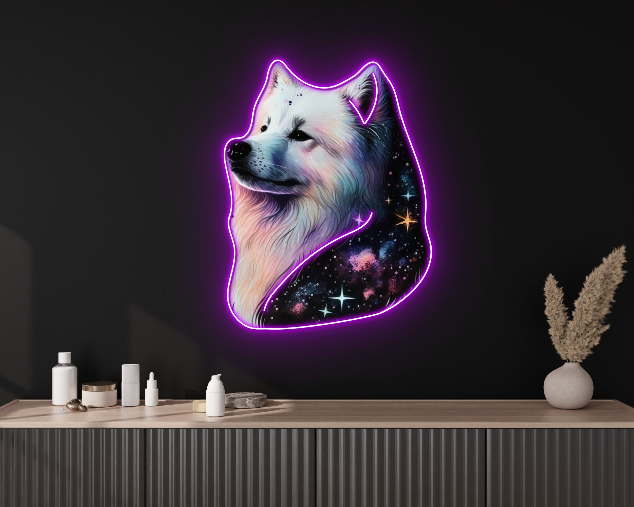 Galaxy Colourful Art Samoyed Dog Painting Pom Puppy Owners