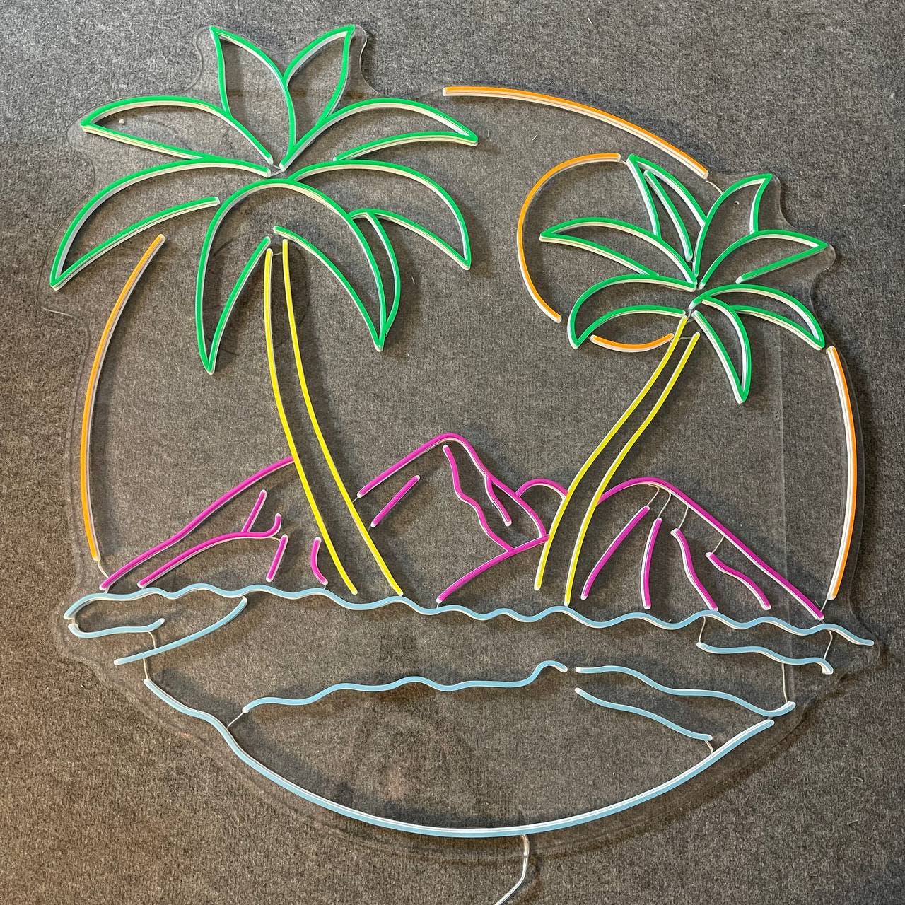 Mountain And Beach Neon Signs Tropical Wall Art Decor