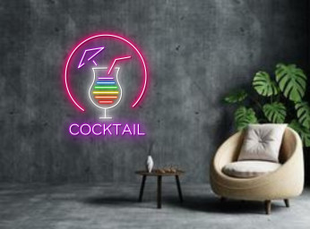 Cocktails Drinks Cup Bar Pub Neon Signs