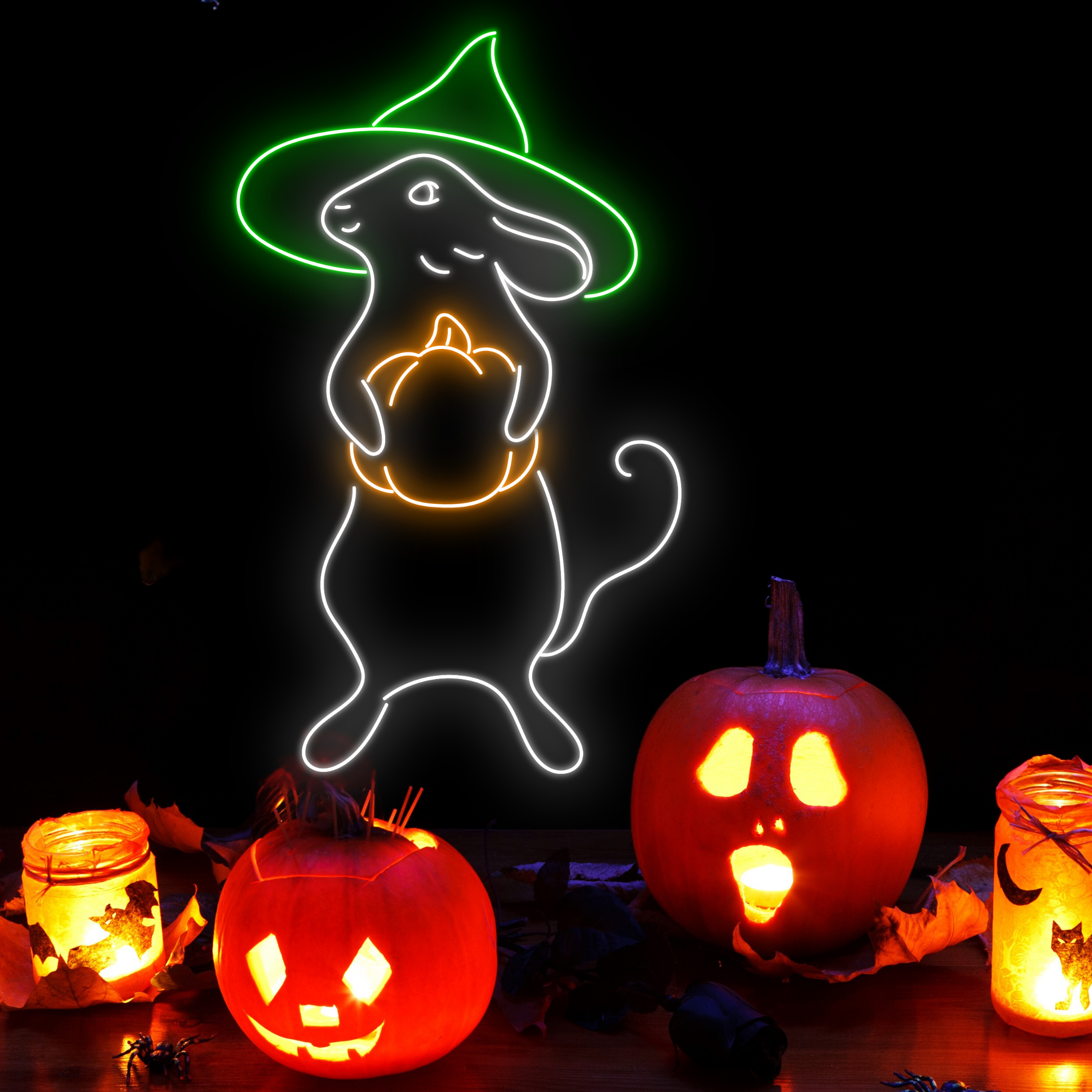 Mouse pumpkin Neon Signs Halloween Long-lasting Decor