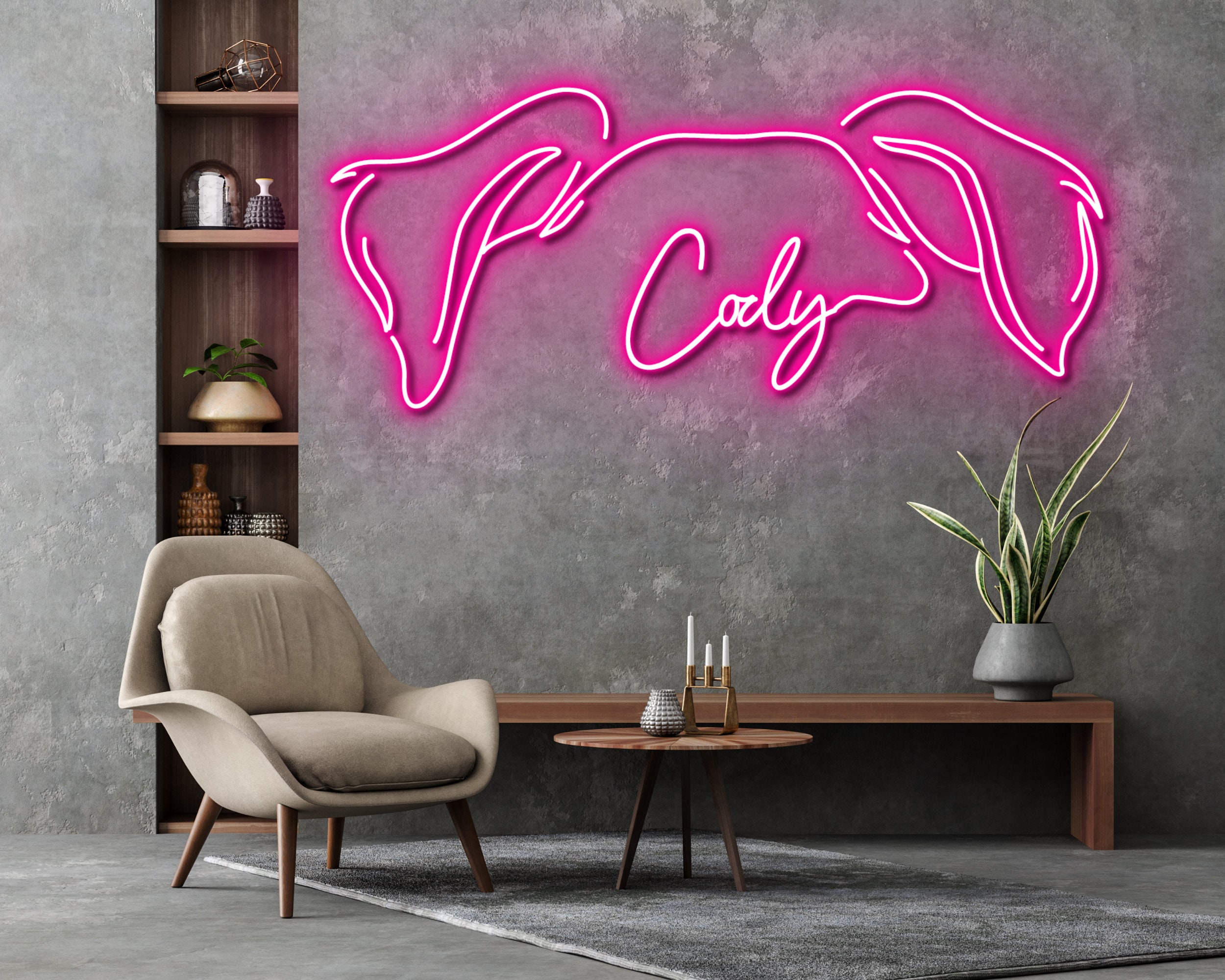 Custom Head Dog Name Neon Sign