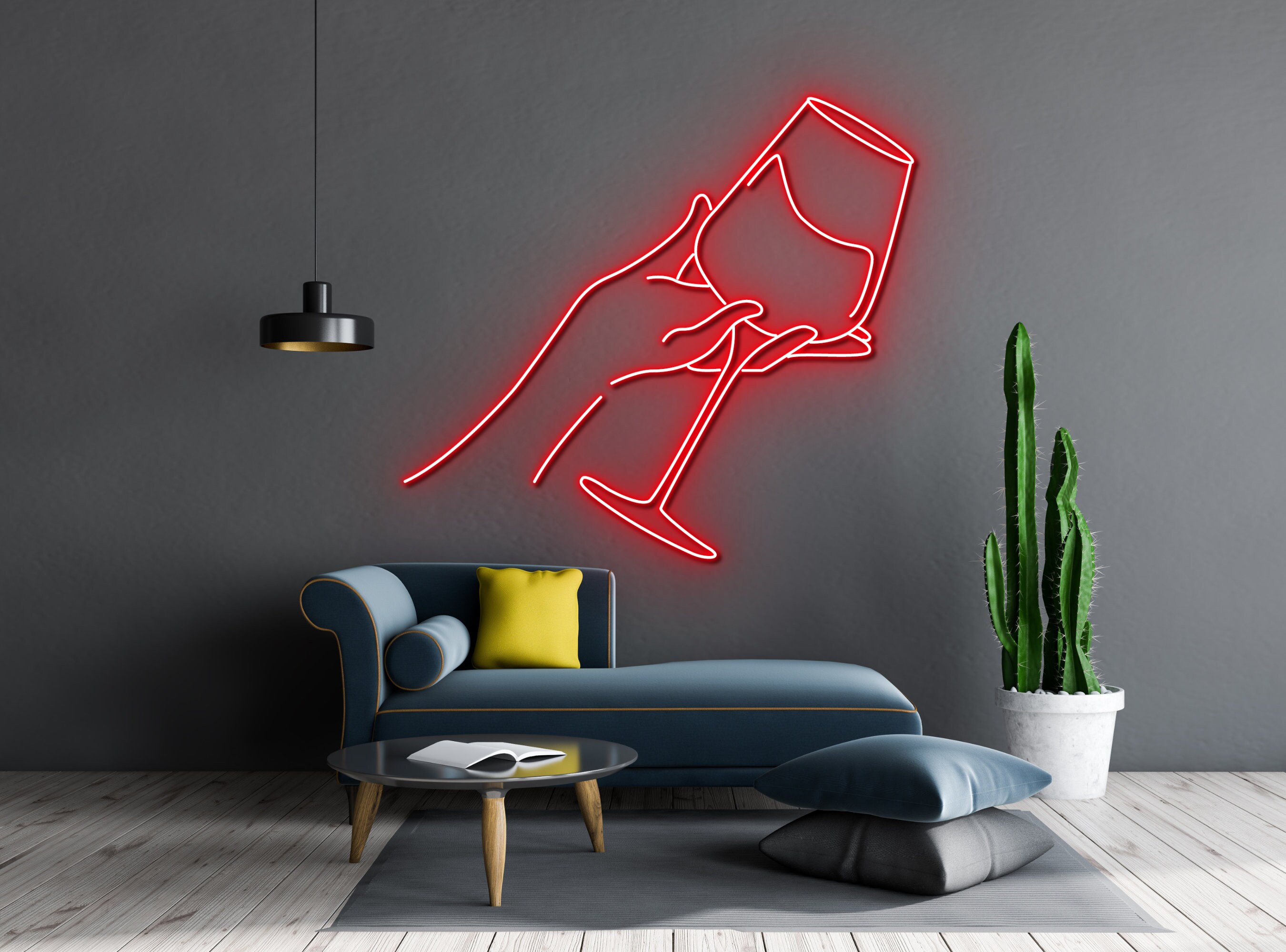 Woman Holds Champaign Glass Party Pub Neon Signs