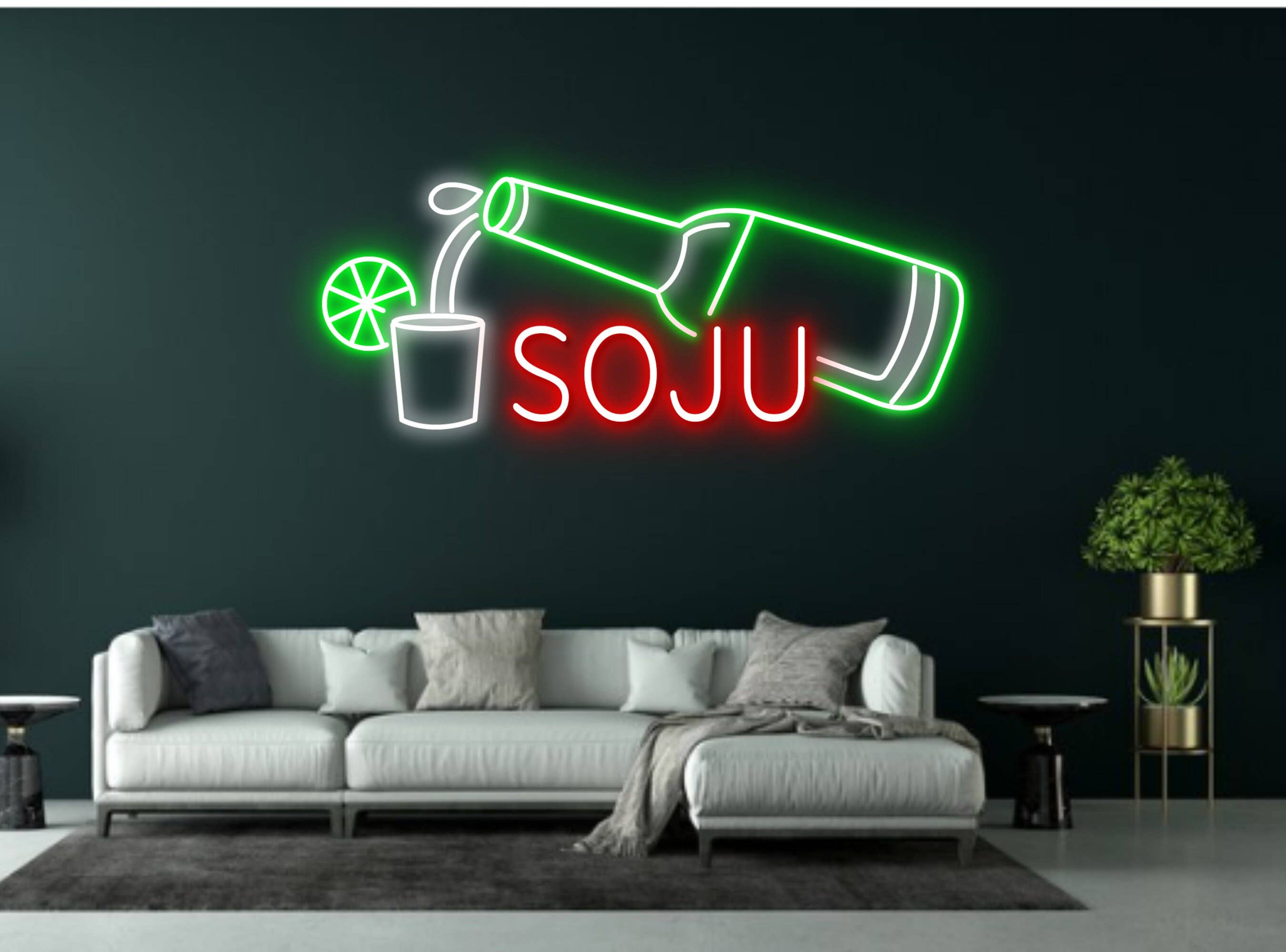 SoJu Bottle Neon Sign Korea Restaurant Wall Decor