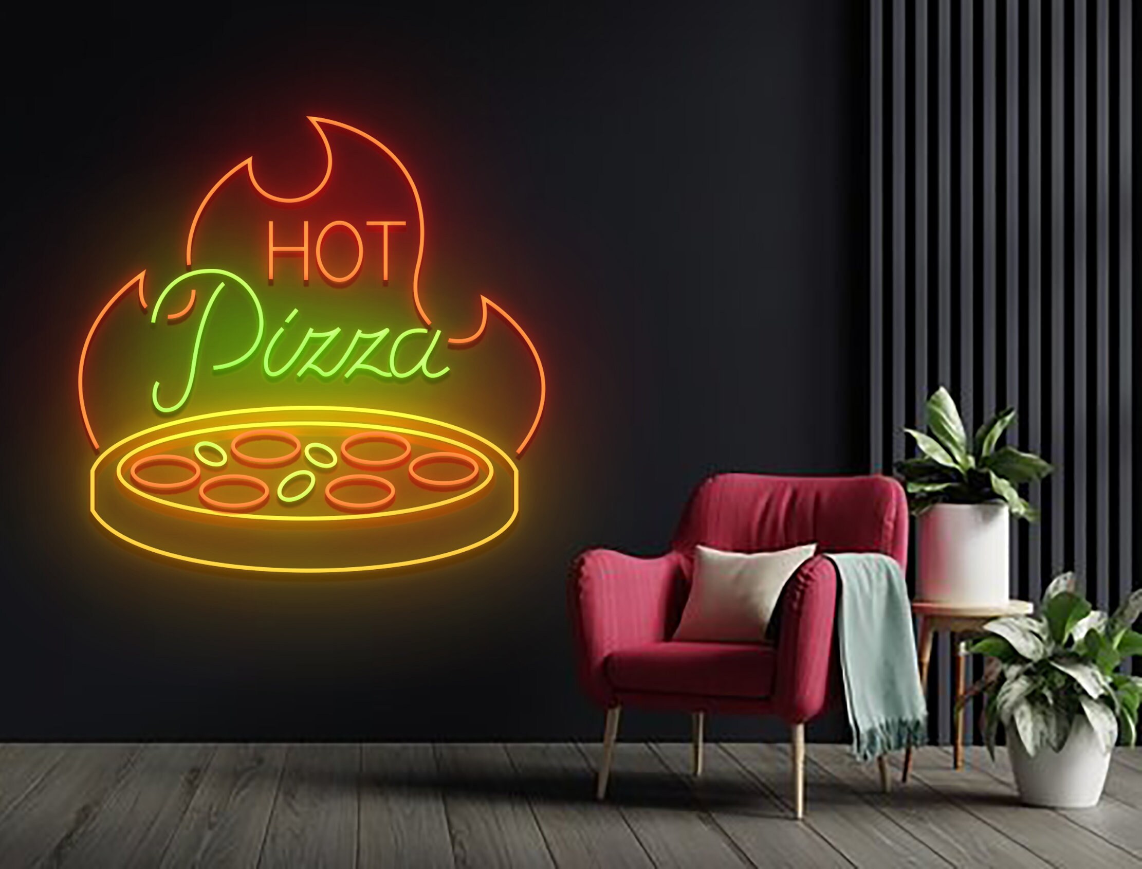 Hot Pizza Restaurant Neon Sign Pizza Restaurant Wall Decor