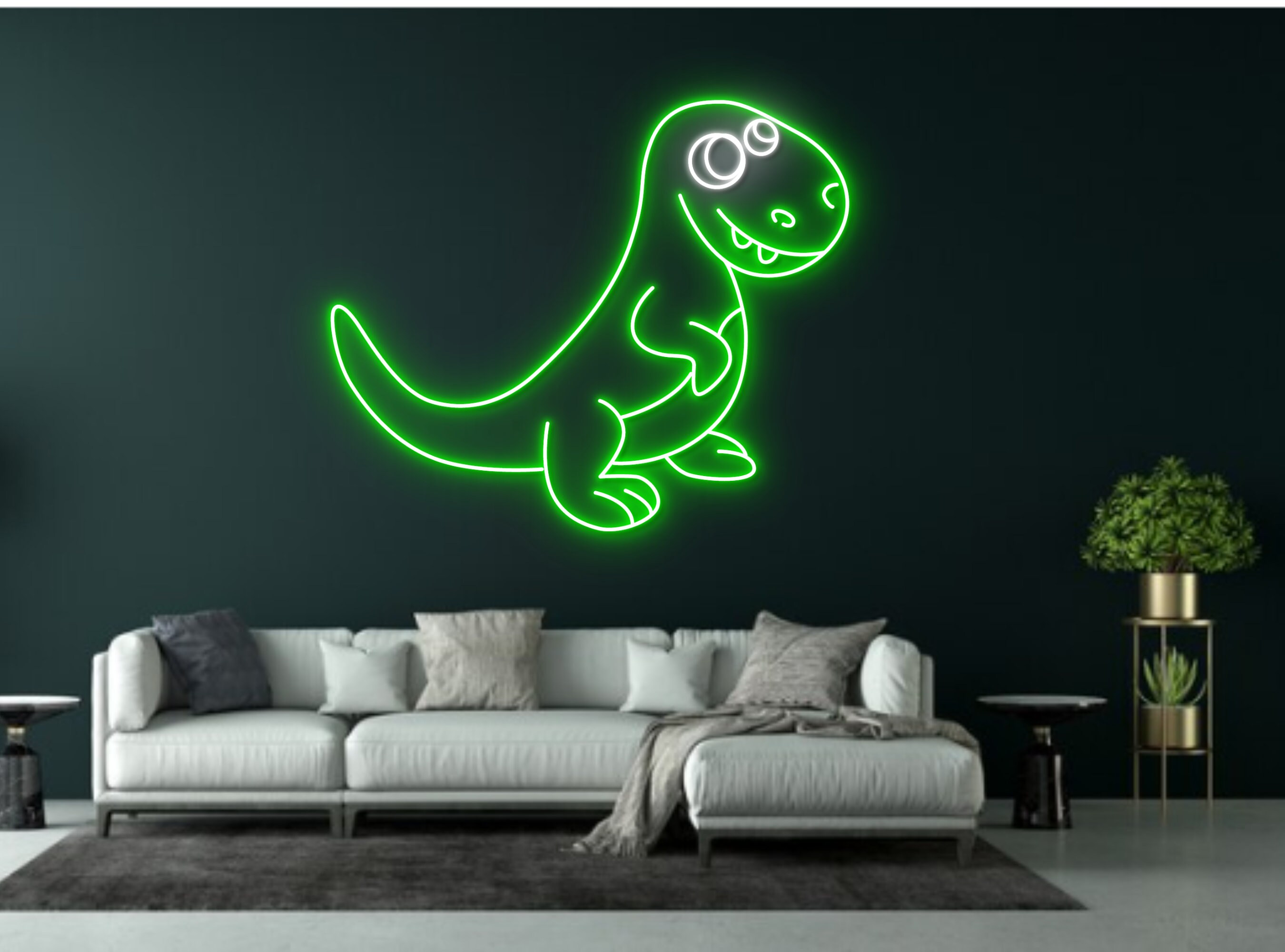 Chibi Cartoon Dinosaur Neon Sign Hanging Sign Wall Art