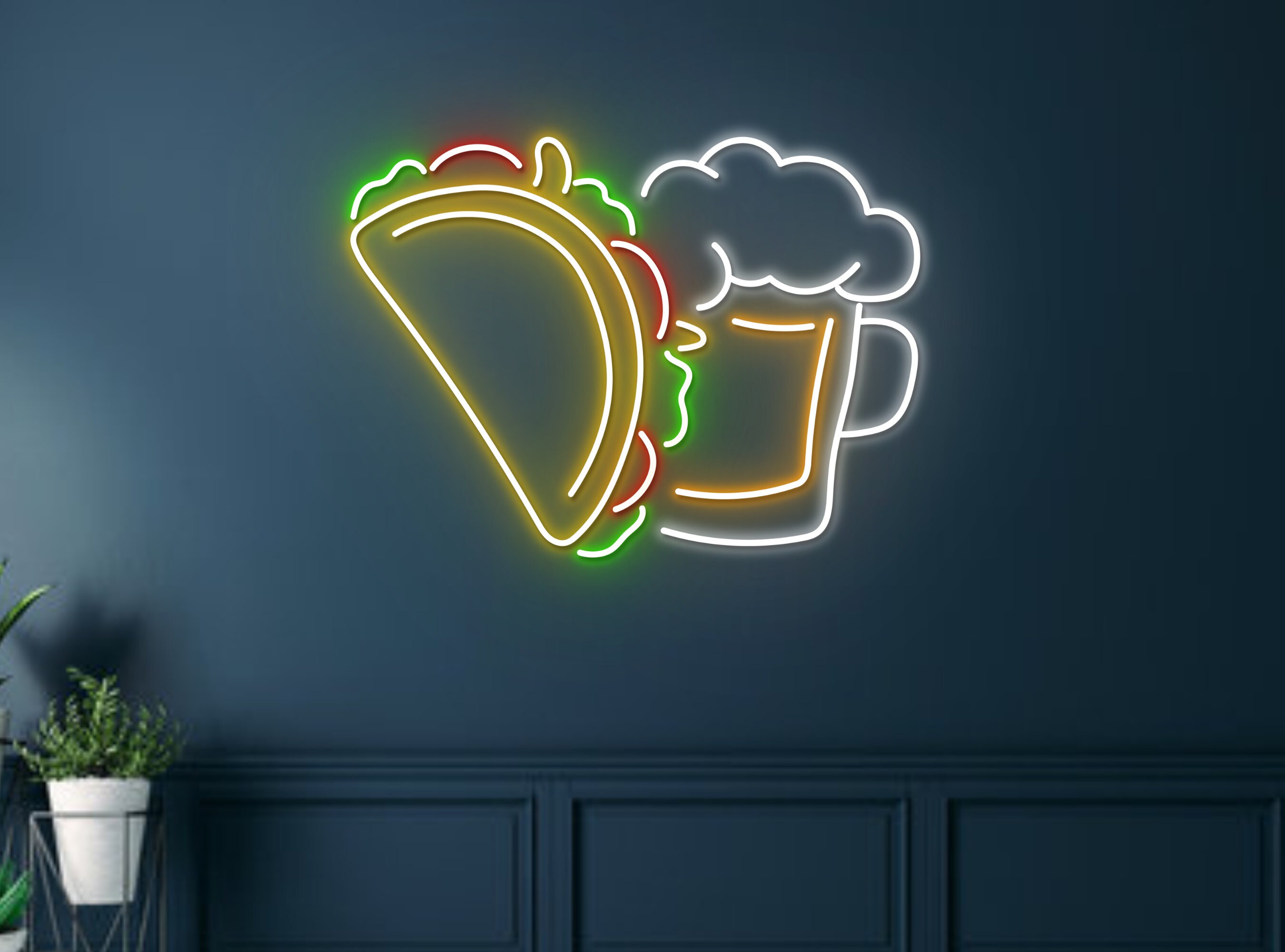 Mexico Tacos And Beer Restaurant Neon Sign