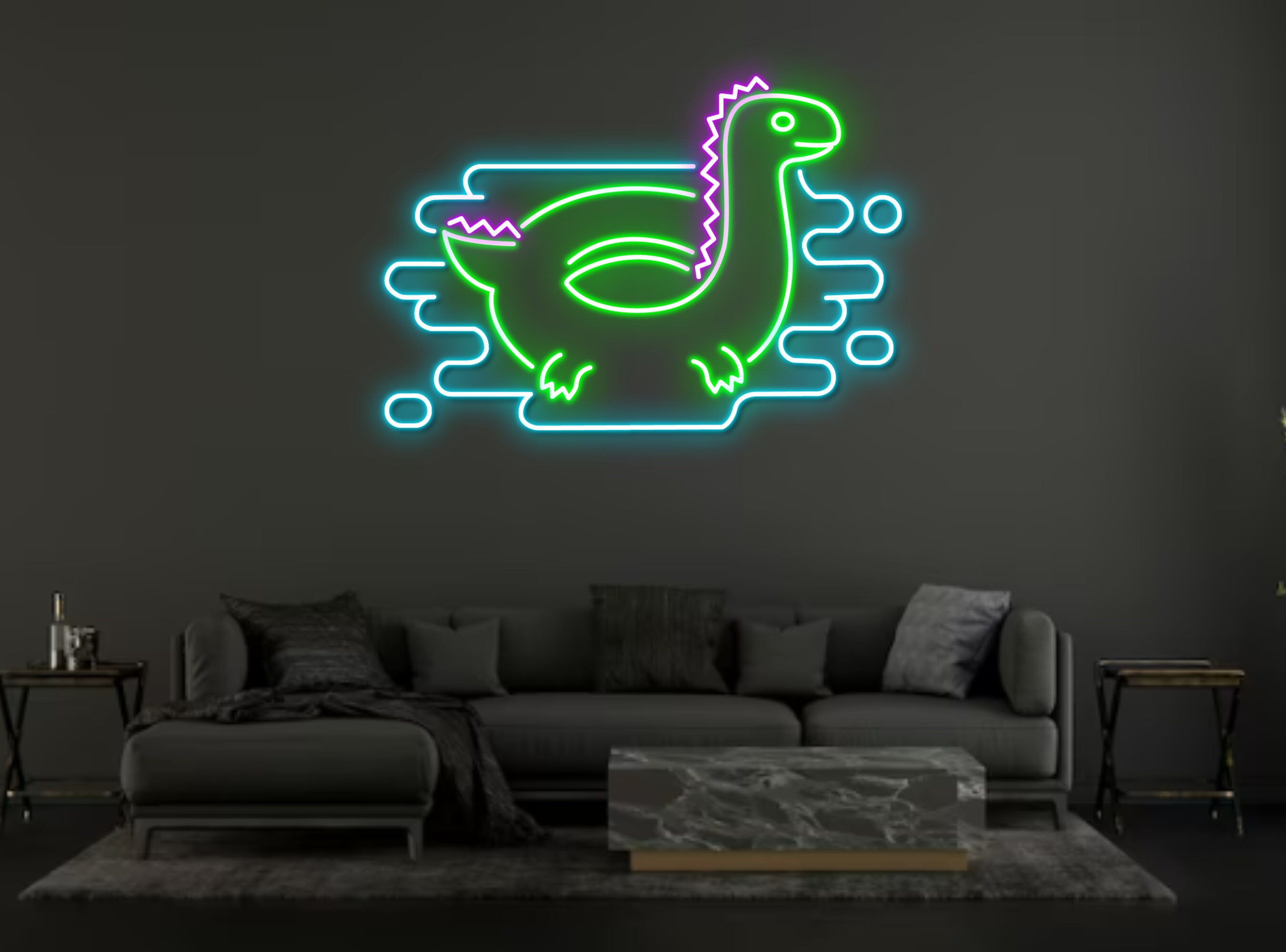 Dinosaur Swimming Neon Sign