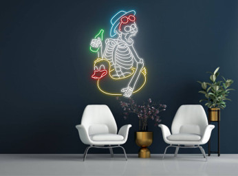 Skull Drink Beer Neon Sign Halloween Party Decor