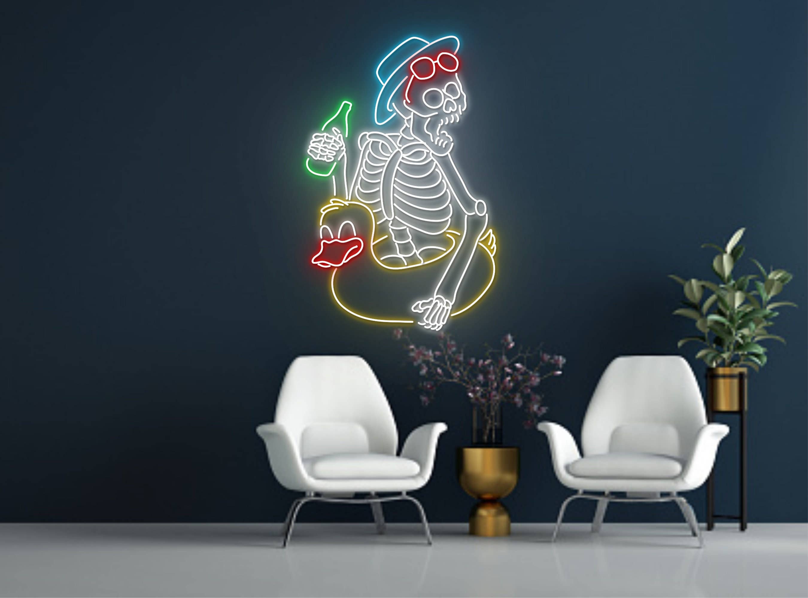 Skull Drink Beer Neon Sign Halloween Party Decor