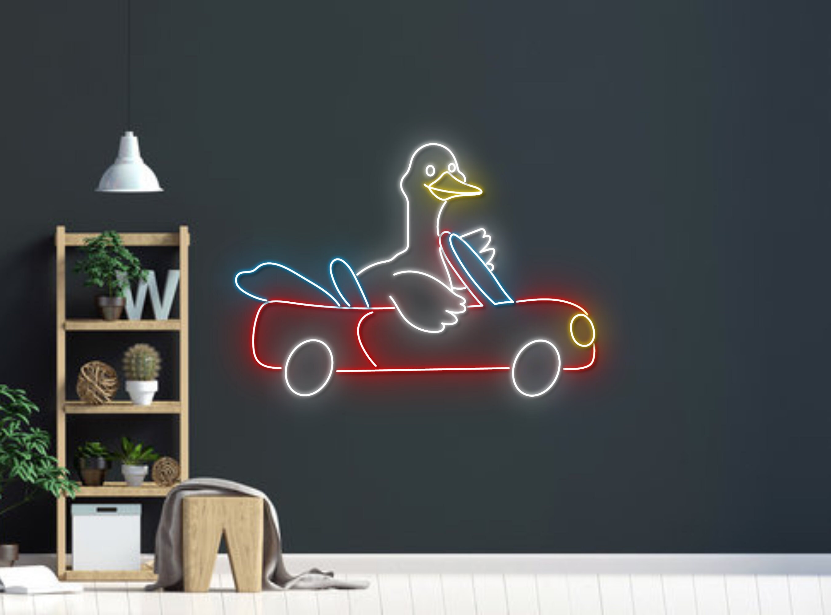 Duck Drive Car Neon Sign