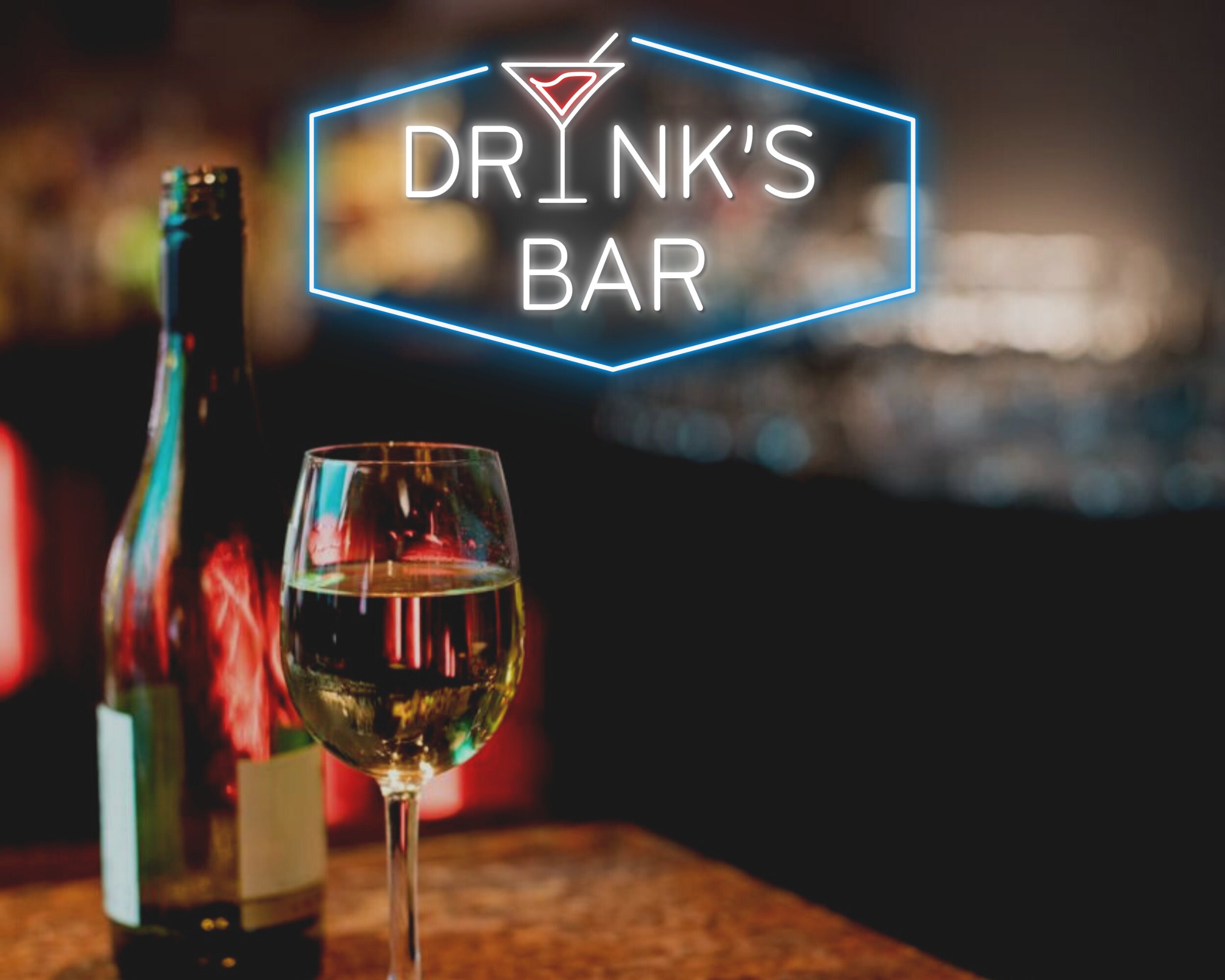 Drinking Cocktail Bar Neon Sign Beer Wall Decor