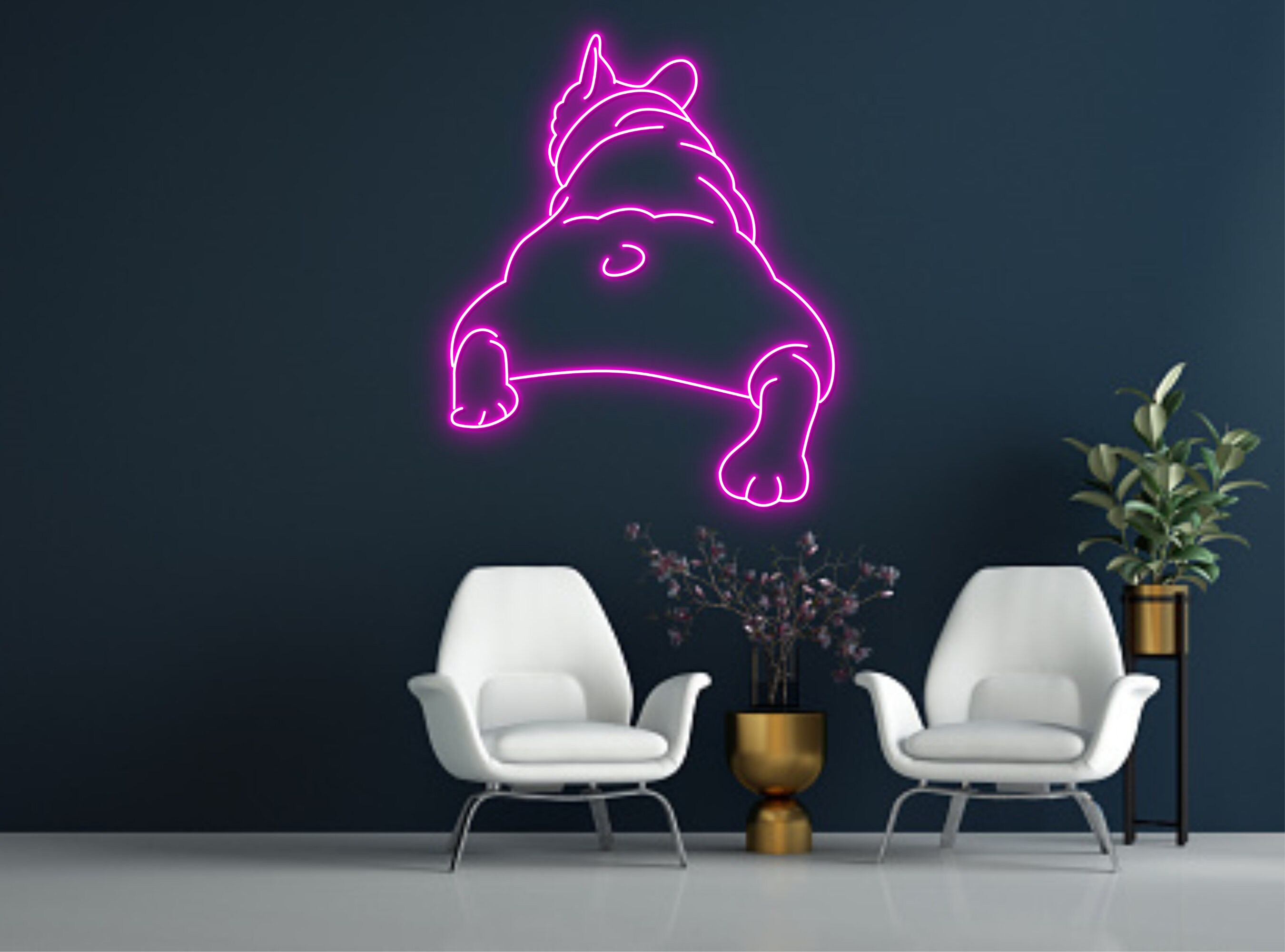 Lazy Lying Pug French Bulldog Neon Sign Wall Art