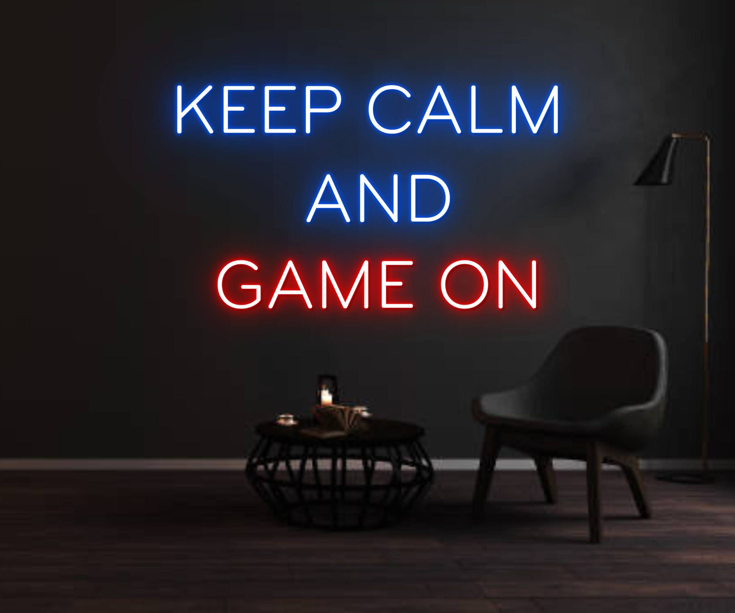 Keep Calm And Game Room On Neon Sign