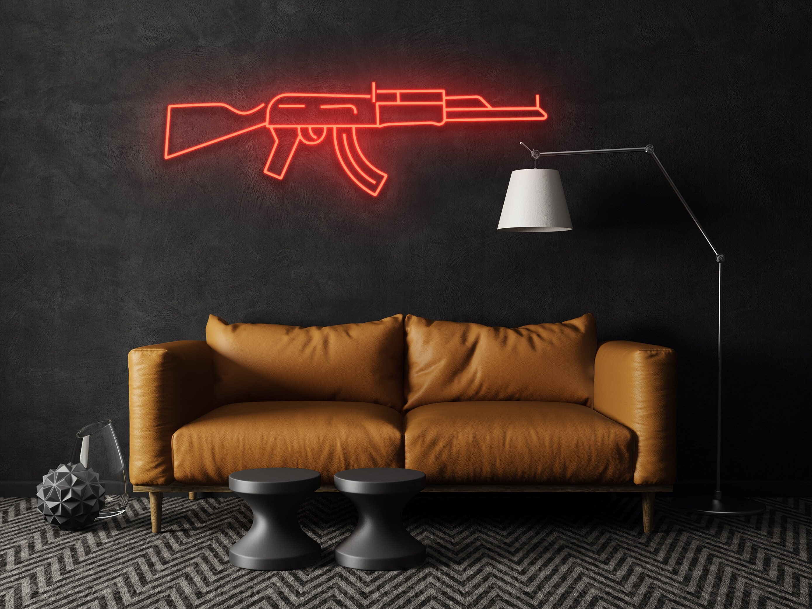 Gun Neon Sign Wall Hanging Signage