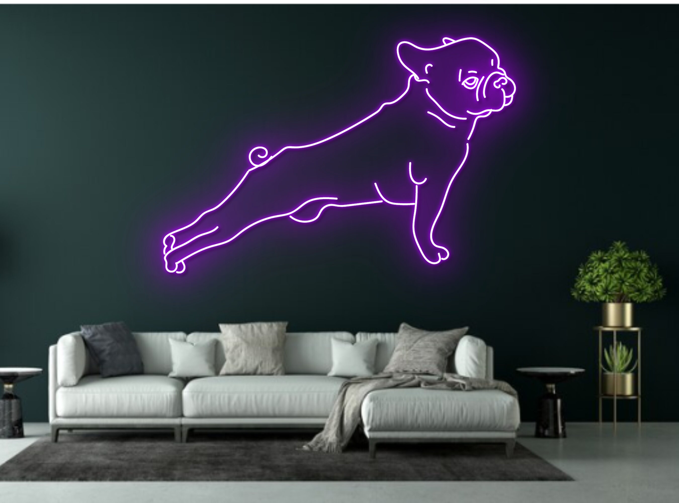 Yoga Pug French Bulldog Neon Sign