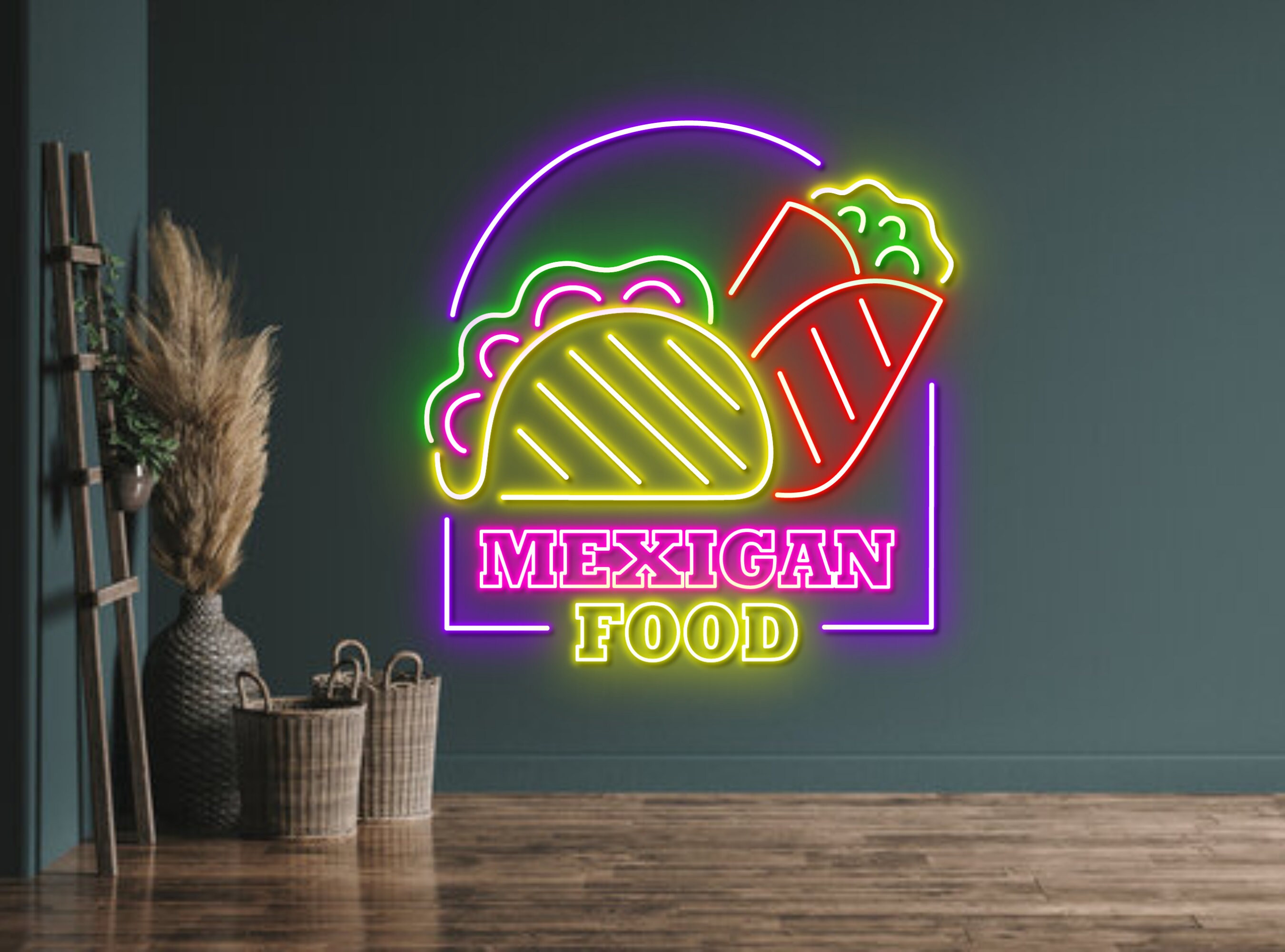 Mexico Food Taco Neon Sign Mexican Food Art