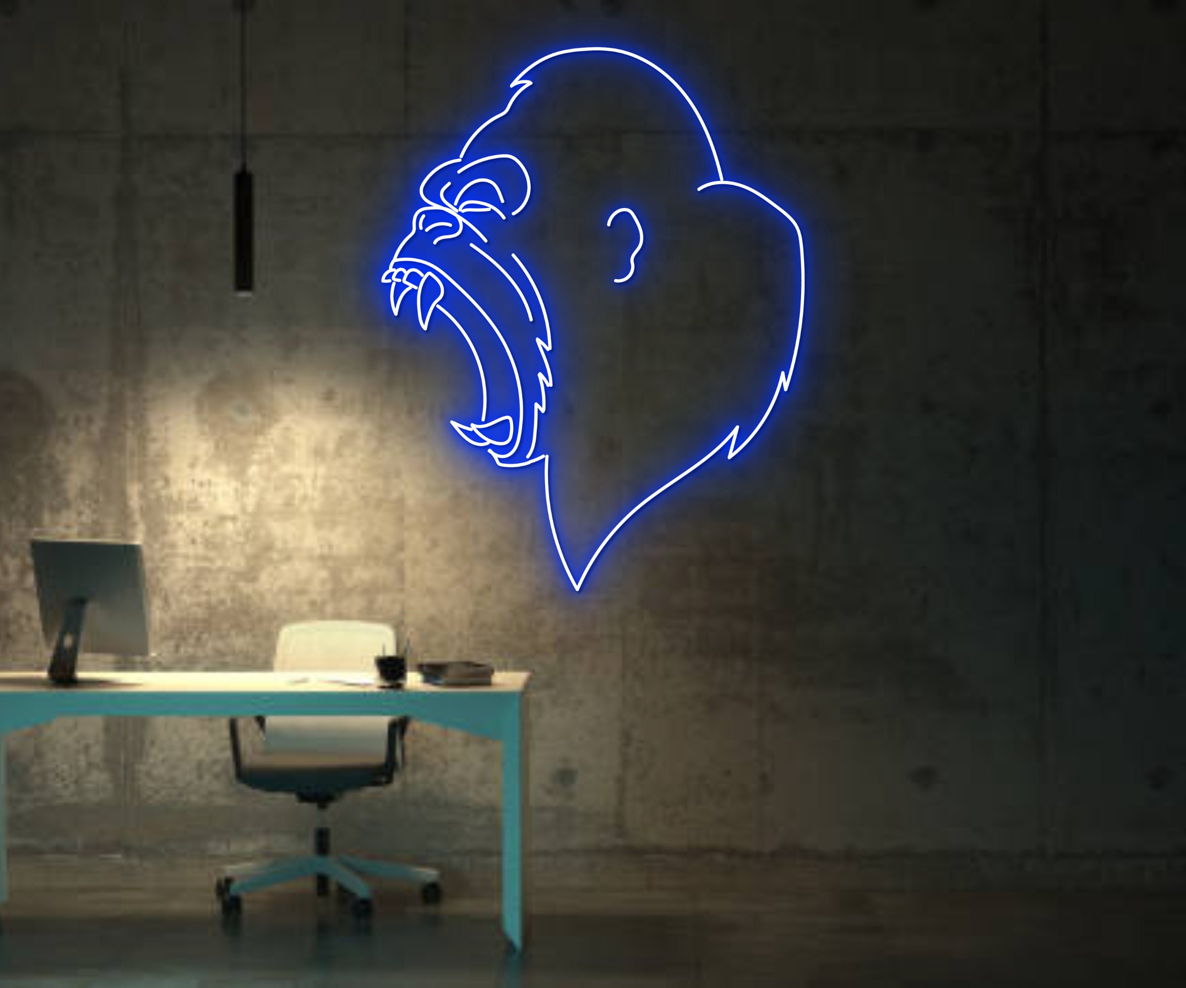 Gorilla Monkey Chimpanzee Roar Neon Sign