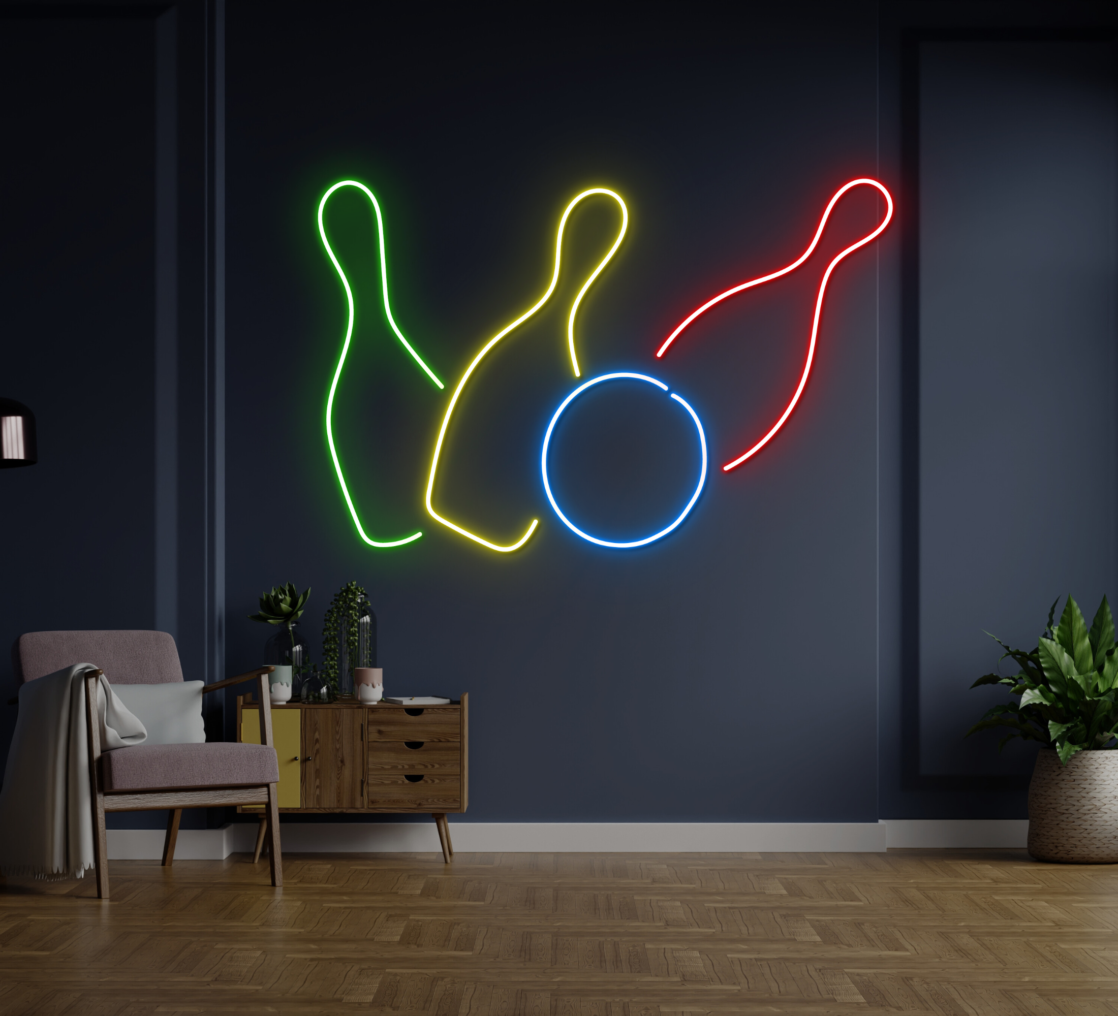 Bowling Neon Sign Game Room Decor