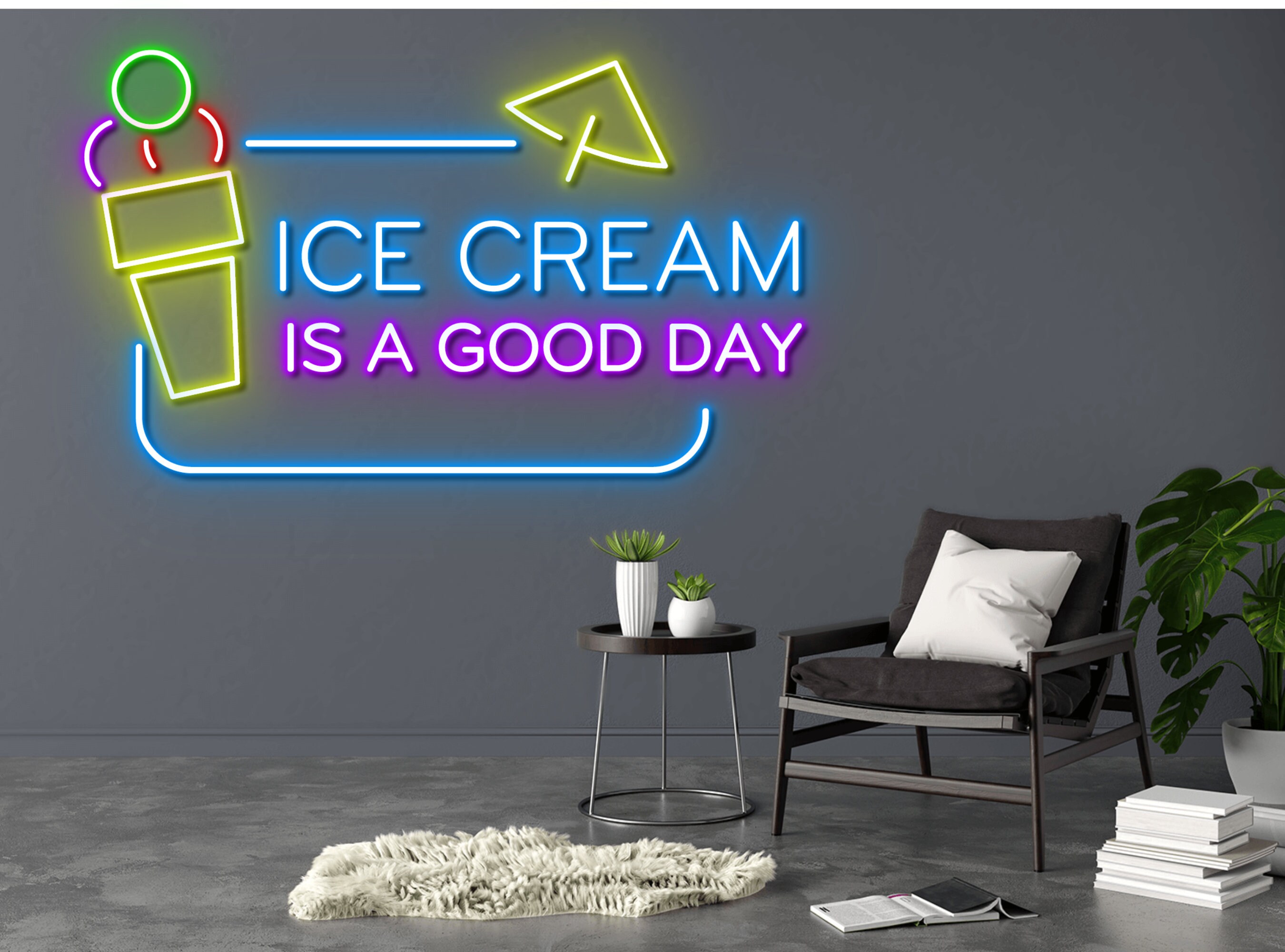 Ice Cream Neon Sign Decor Gift