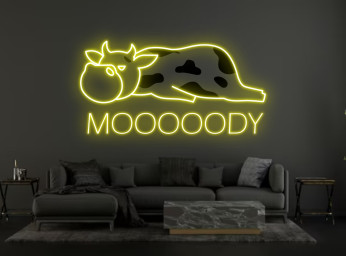 Moody Cow Lying Neon Sign